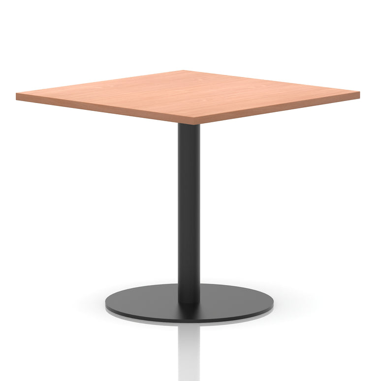 Italia Square Poseur Table with Black Leg, Multiple Top Finishes, 600–1000mm Wide, Standard or Poseur Height, MFC, 10 Year Warranty, Self-Assembly