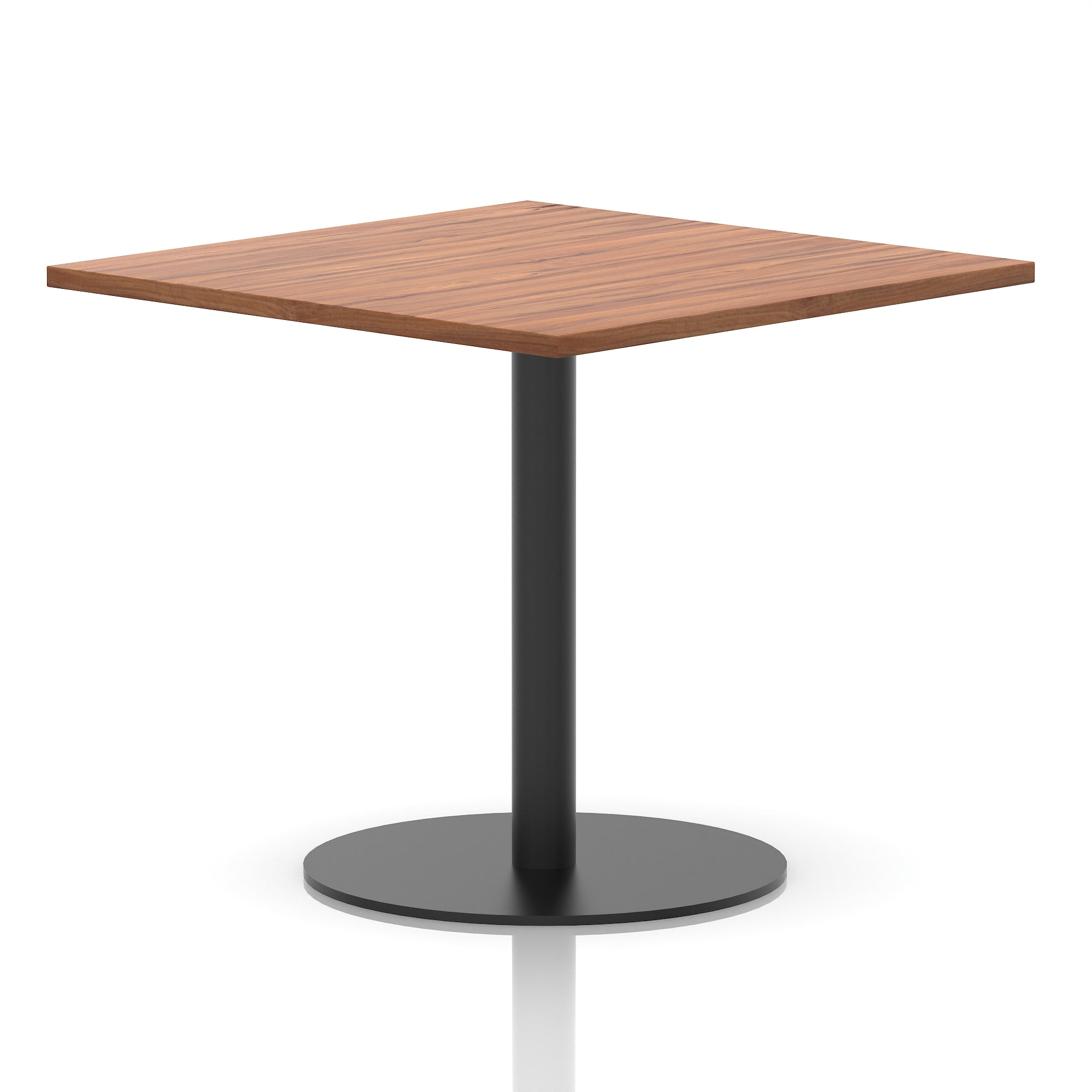 Italia Square Poseur Table with Black Leg, Multiple Top Finishes, 600–1000mm Wide, Standard or Poseur Height, MFC, 10 Year Warranty, Self-Assembly