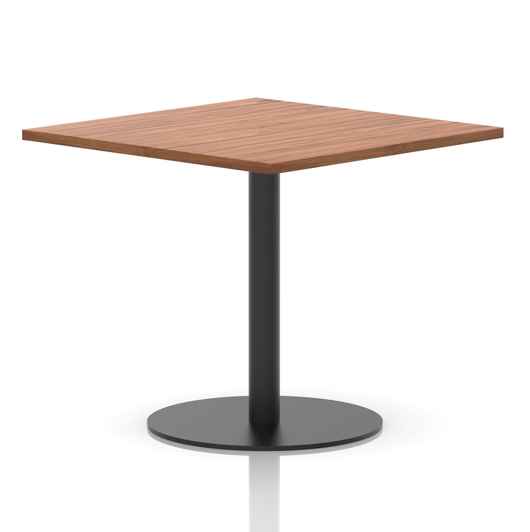Italia Square Poseur Table with Black Leg, Multiple Top Finishes, 600–1000mm Wide, Standard or Poseur Height, MFC, 10 Year Warranty, Self-Assembly