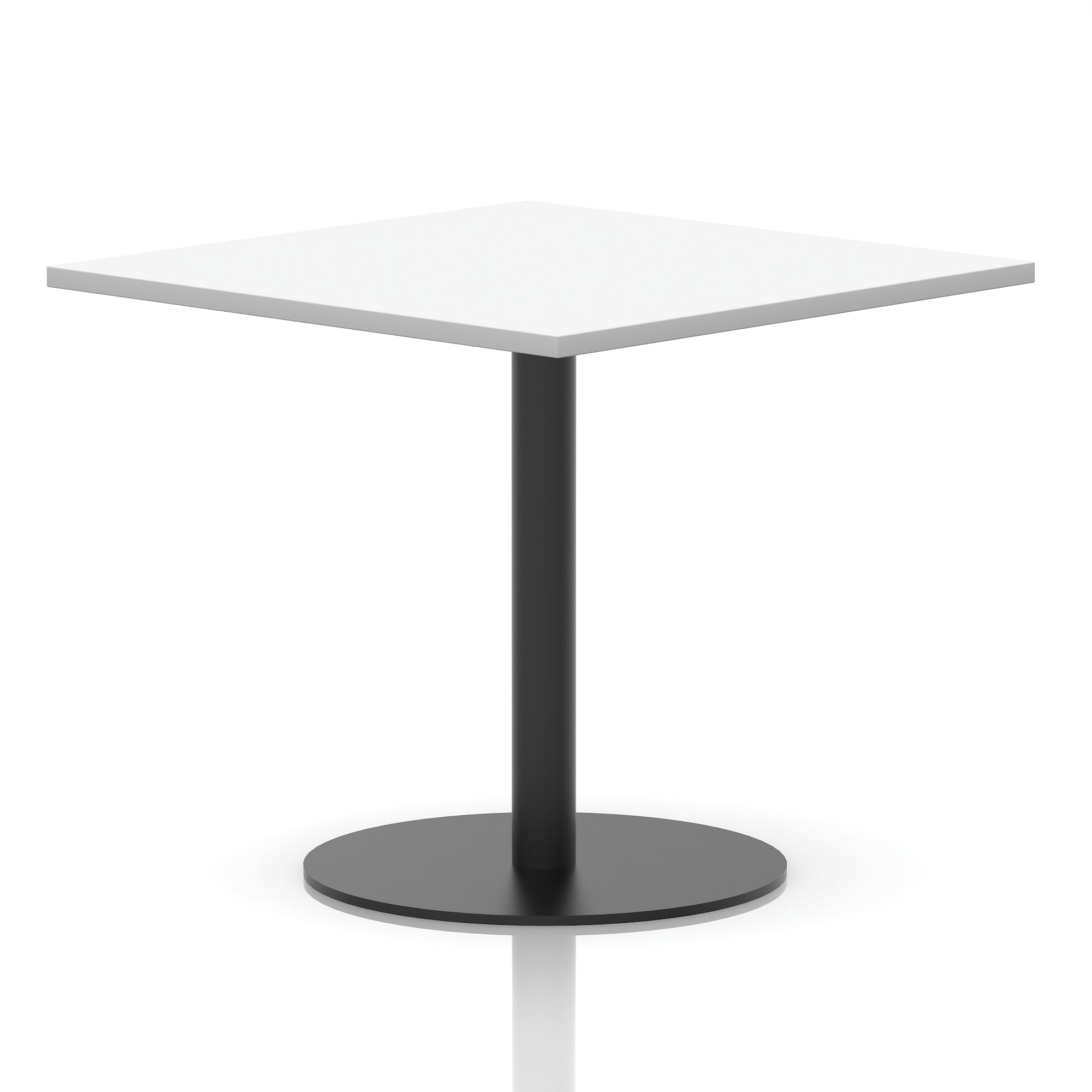 Italia Square Poseur Table with Black Leg, Multiple Top Finishes, 600–1000mm Wide, Standard or Poseur Height, MFC, 10 Year Warranty, Self-Assembly