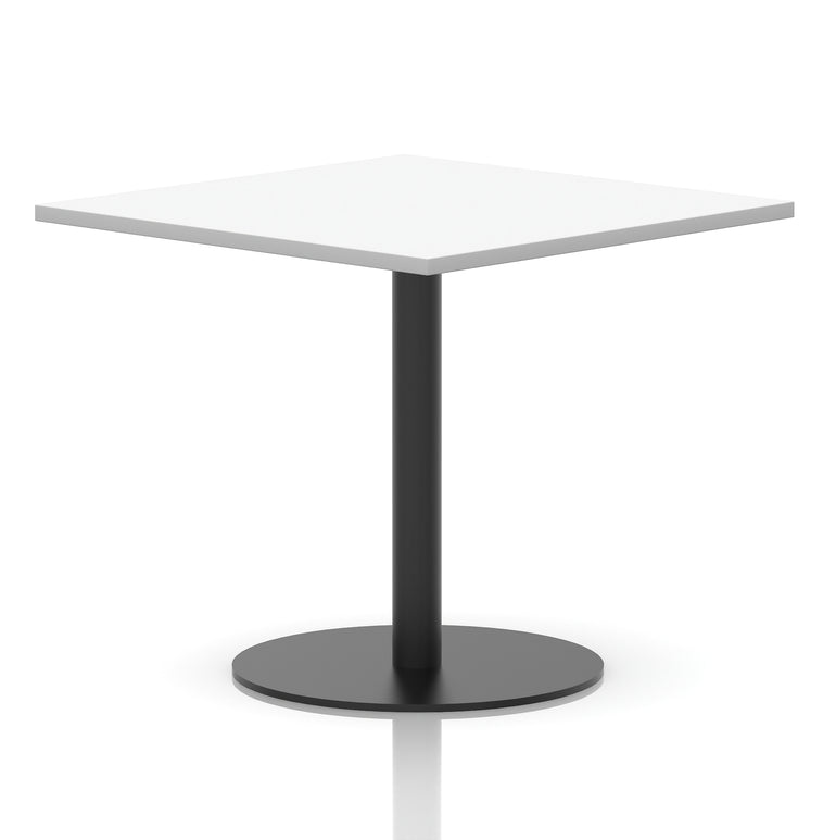 Italia Square Poseur Table with Black Leg, Multiple Top Finishes, 600–1000mm Wide, Standard or Poseur Height, MFC, 10 Year Warranty, Self-Assembly