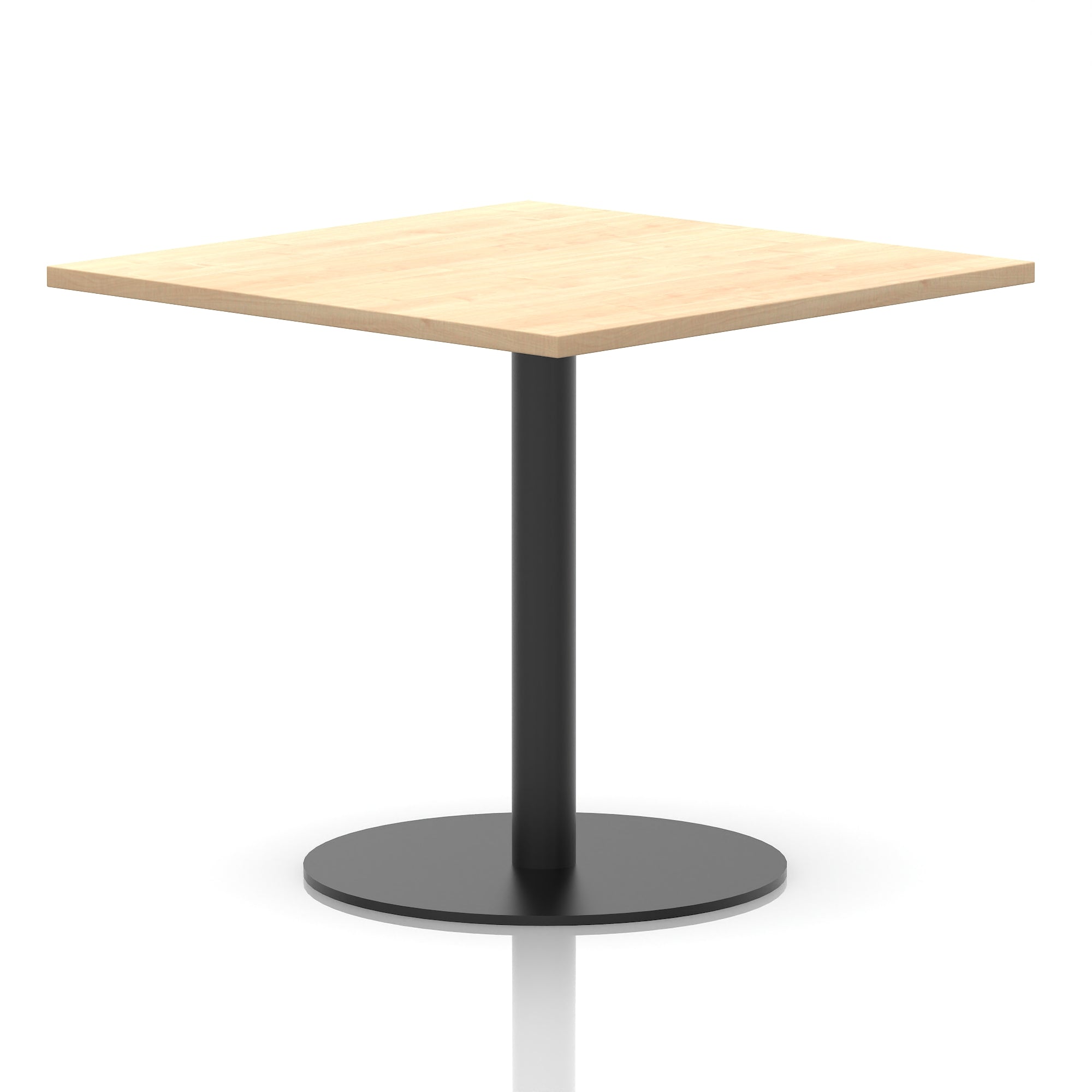 Italia Square Poseur Table with Black Leg, Multiple Top Finishes, 600–1000mm Wide, Standard or Poseur Height, MFC, 10 Year Warranty, Self-Assembly