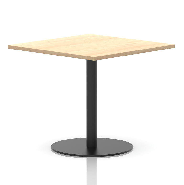 Italia Square Poseur Table with Black Leg, Multiple Top Finishes, 600–1000mm Wide, Standard or Poseur Height, MFC, 10 Year Warranty, Self-Assembly