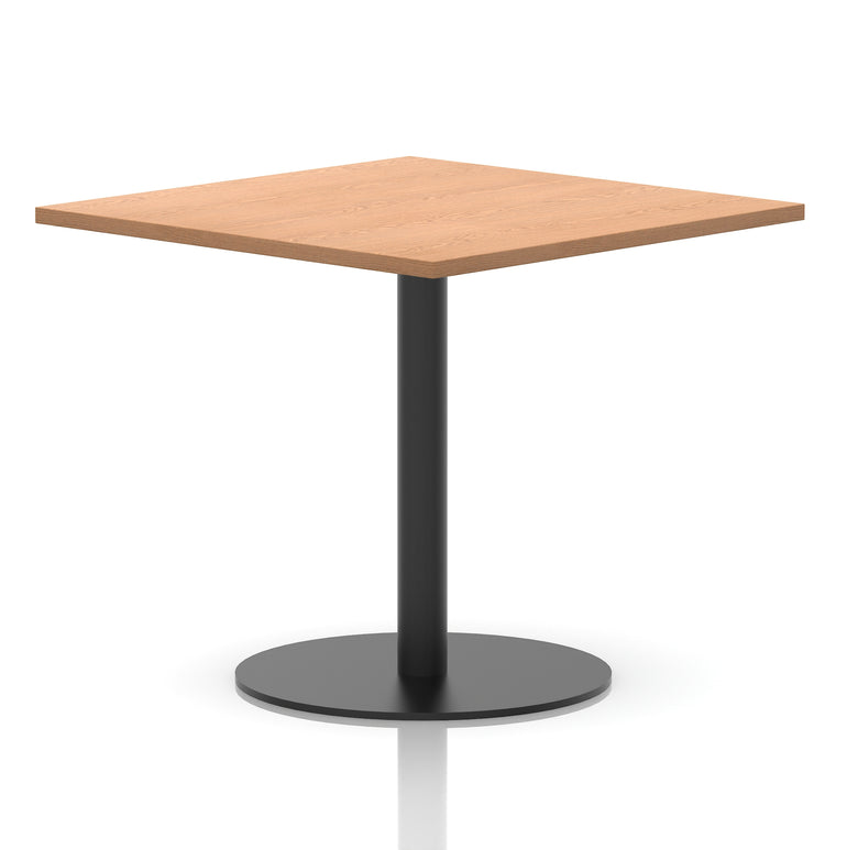 Italia Square Poseur Table with Black Leg, Multiple Top Finishes, 600–1000mm Wide, Standard or Poseur Height, MFC, 10 Year Warranty, Self-Assembly