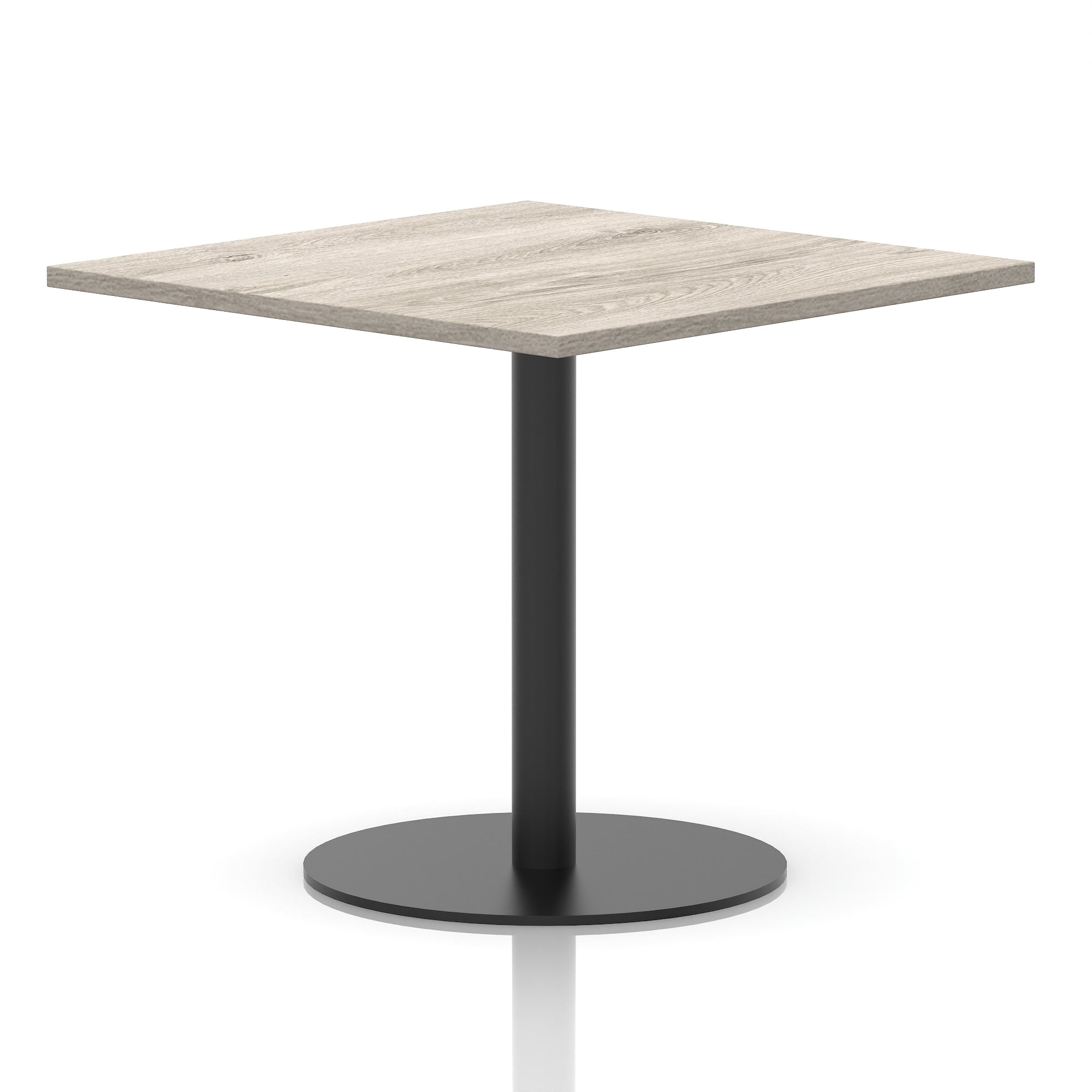 Italia Square Poseur Table with Black Leg, Multiple Top Finishes, 600–1000mm Wide, Standard or Poseur Height, MFC, 10 Year Warranty, Self-Assembly