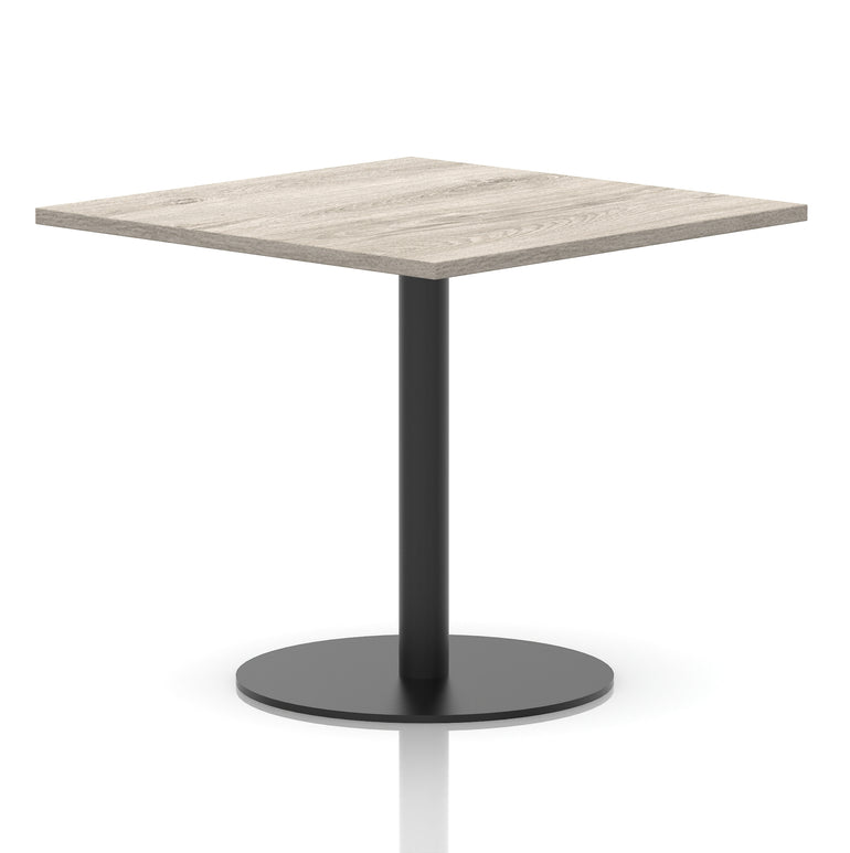 Italia Square Poseur Table with Black Leg, Multiple Top Finishes, 600–1000mm Wide, Standard or Poseur Height, MFC, 10 Year Warranty, Self-Assembly