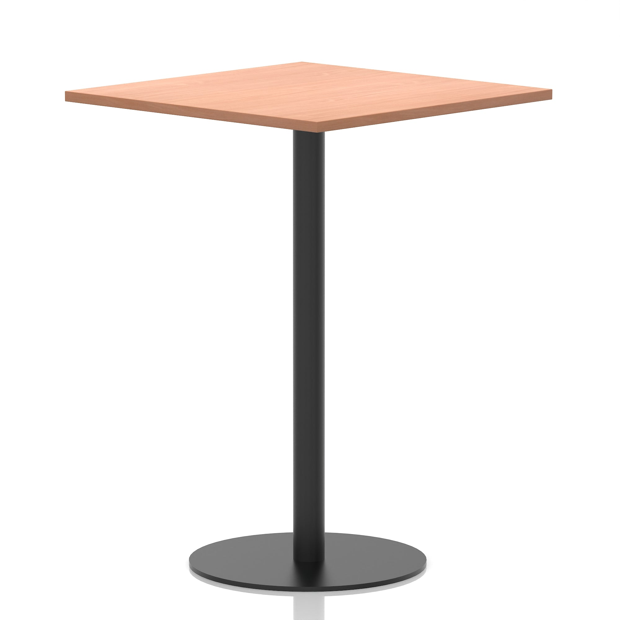 Italia Square Poseur Table with Black Leg, Multiple Top Finishes, 600–1000mm Wide, Standard or Poseur Height, MFC, 10 Year Warranty, Self-Assembly