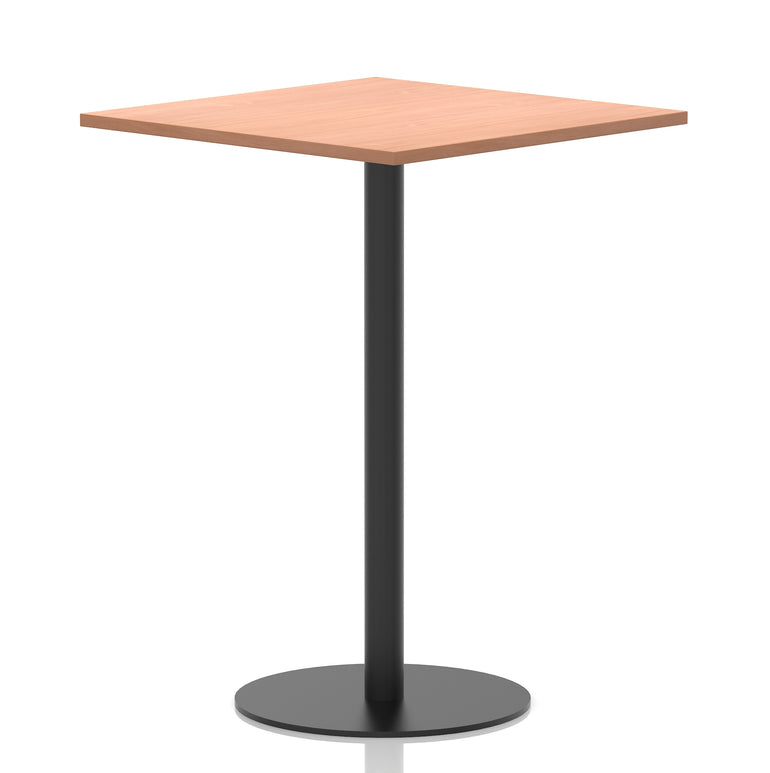 Italia Square Poseur Table with Black Leg, Multiple Top Finishes, 600–1000mm Wide, Standard or Poseur Height, MFC, 10 Year Warranty, Self-Assembly