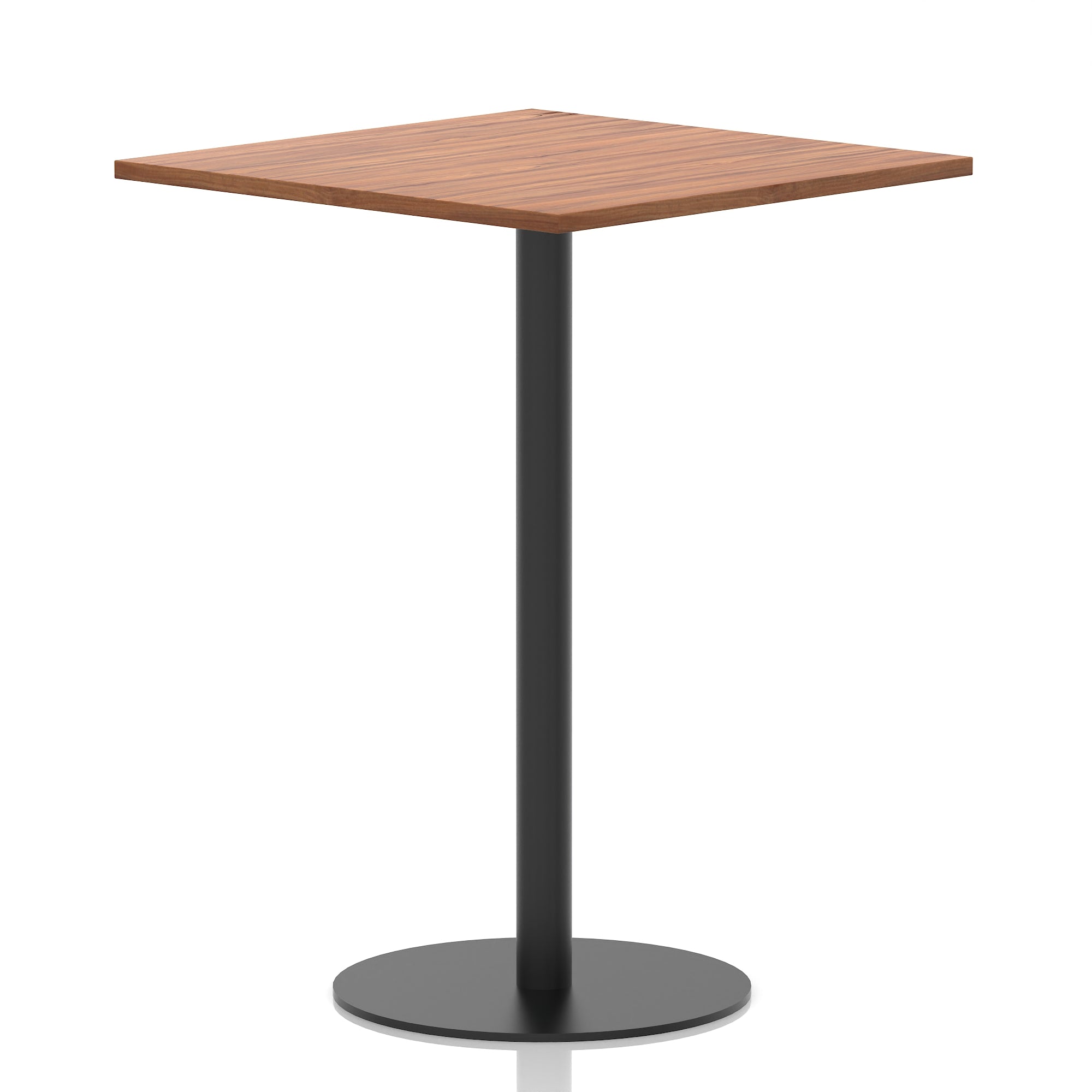 Italia Square Poseur Table with Black Leg, Multiple Top Finishes, 600–1000mm Wide, Standard or Poseur Height, MFC, 10 Year Warranty, Self-Assembly