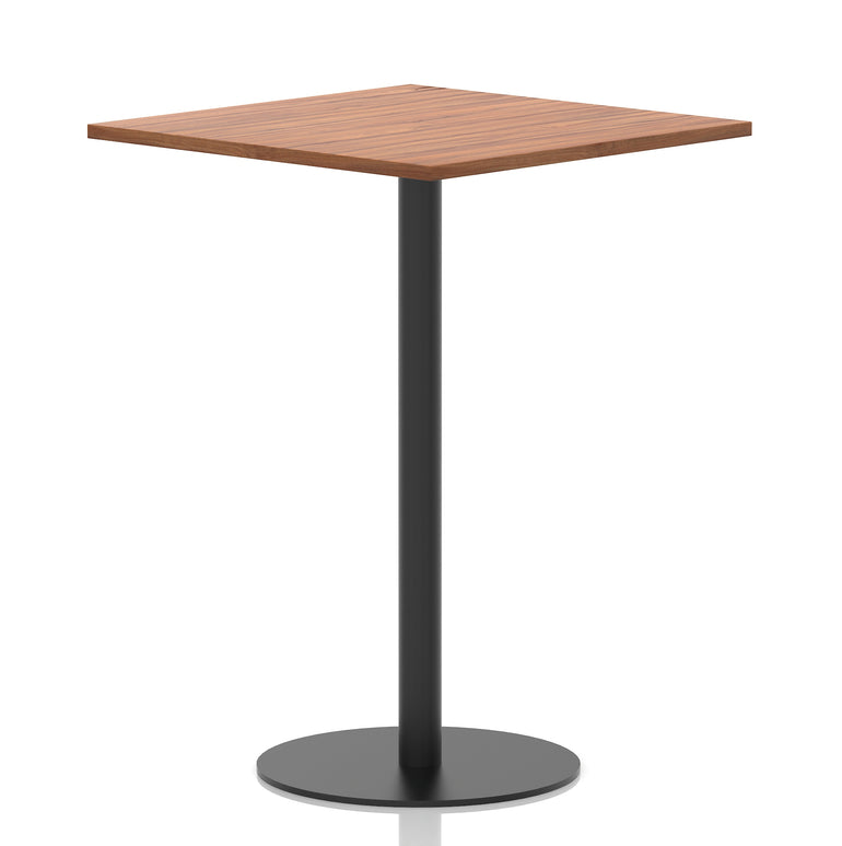 Italia Square Poseur Table with Black Leg, Multiple Top Finishes, 600–1000mm Wide, Standard or Poseur Height, MFC, 10 Year Warranty, Self-Assembly