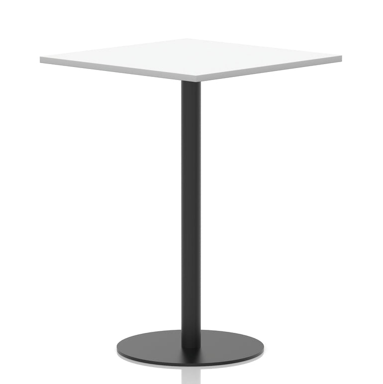Italia Square Poseur Table with Black Leg, Multiple Top Finishes, 600–1000mm Wide, Standard or Poseur Height, MFC, 10 Year Warranty, Self-Assembly