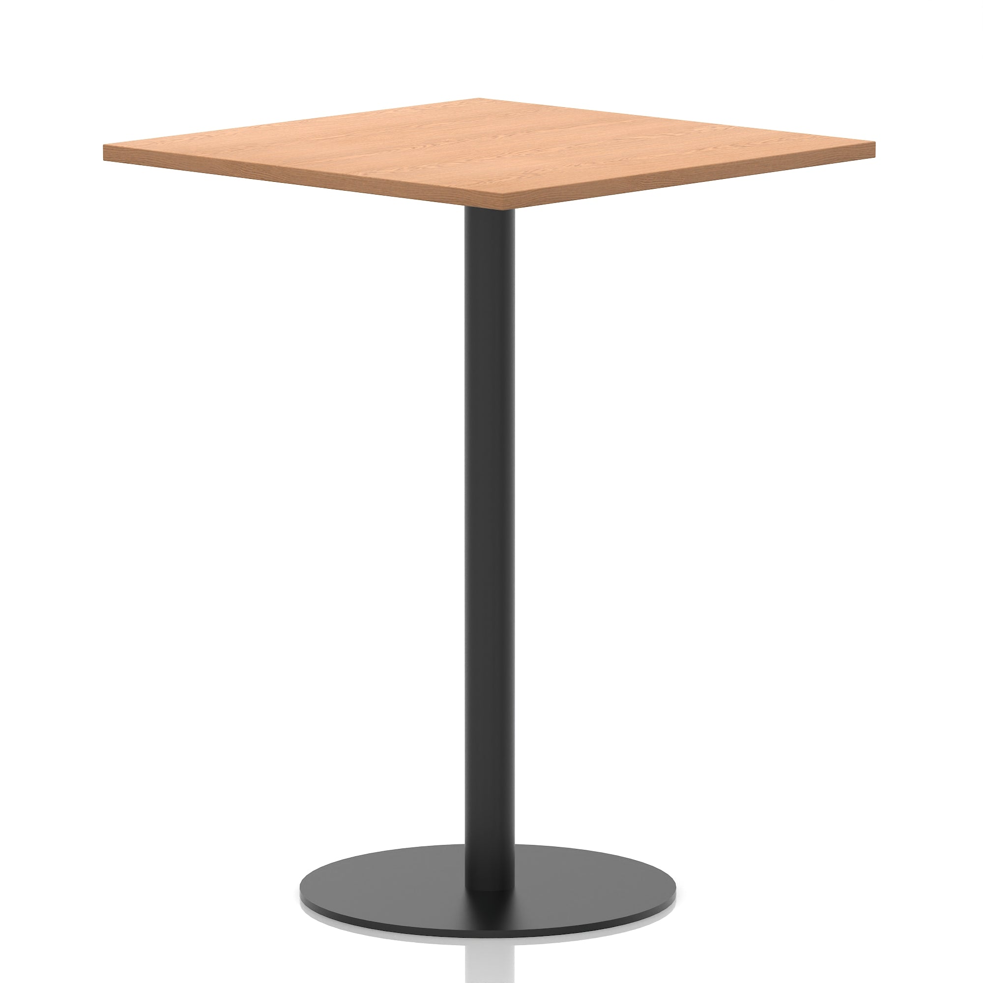 Italia Square Poseur Table with Black Leg, Multiple Top Finishes, 600–1000mm Wide, Standard or Poseur Height, MFC, 10 Year Warranty, Self-Assembly