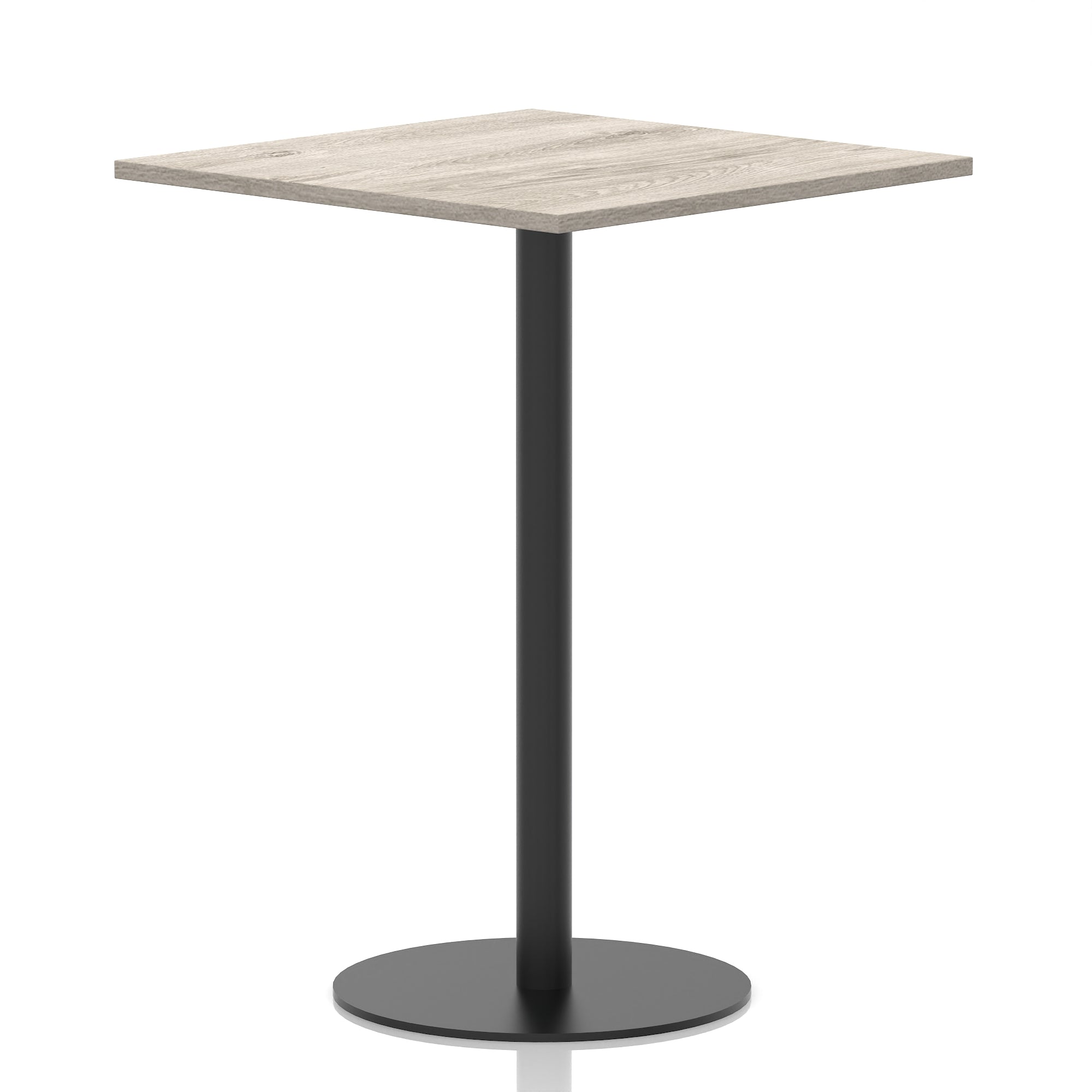 Italia Square Poseur Table with Black Leg, Multiple Top Finishes, 600–1000mm Wide, Standard or Poseur Height, MFC, 10 Year Warranty, Self-Assembly