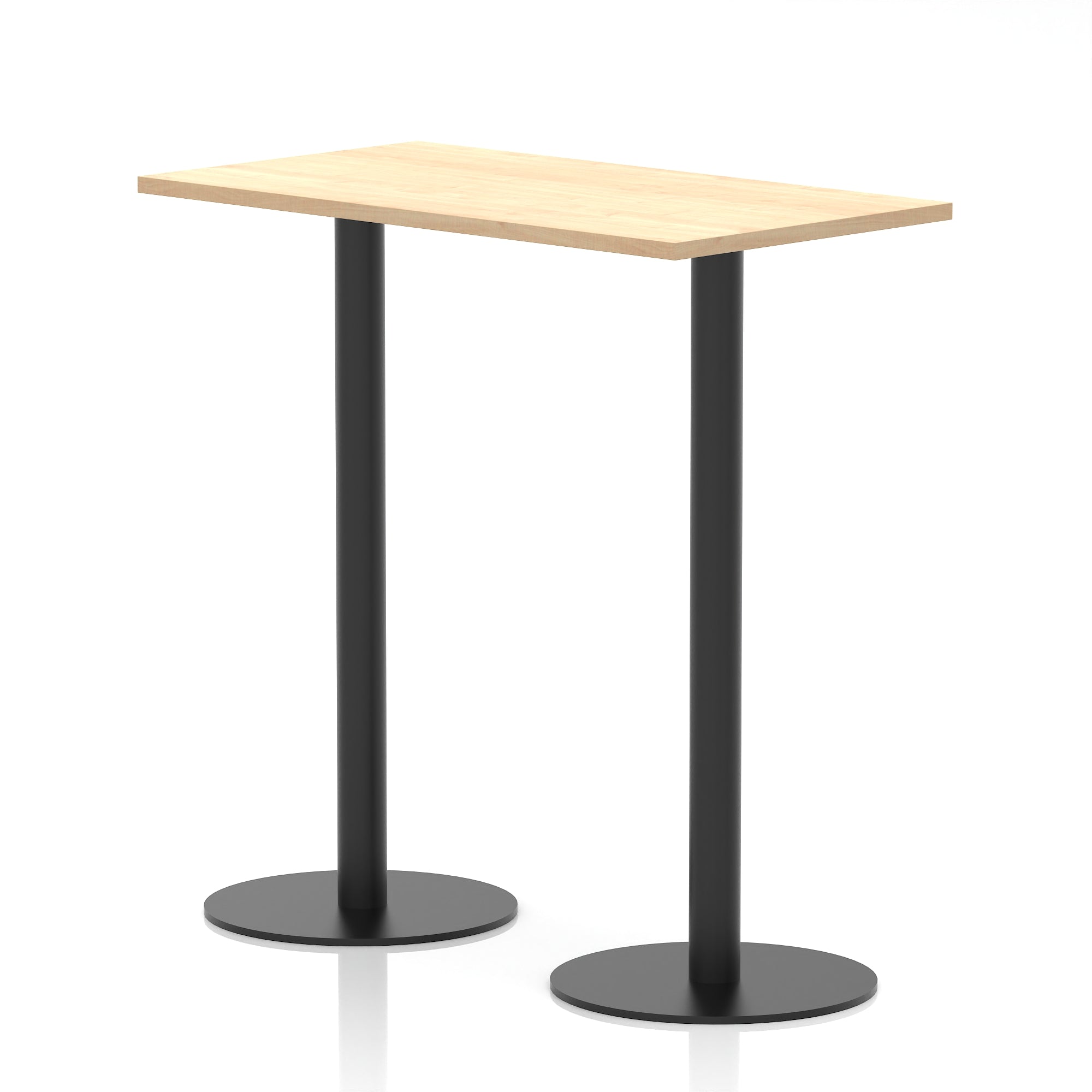 Italia Slimline Rectangular Poseur Table with Black Legs, 1200mm Wide, Multiple Finishes, 725mm or 1145mm High, Durable MFC, Self-Assembly, 10 Year Warranty