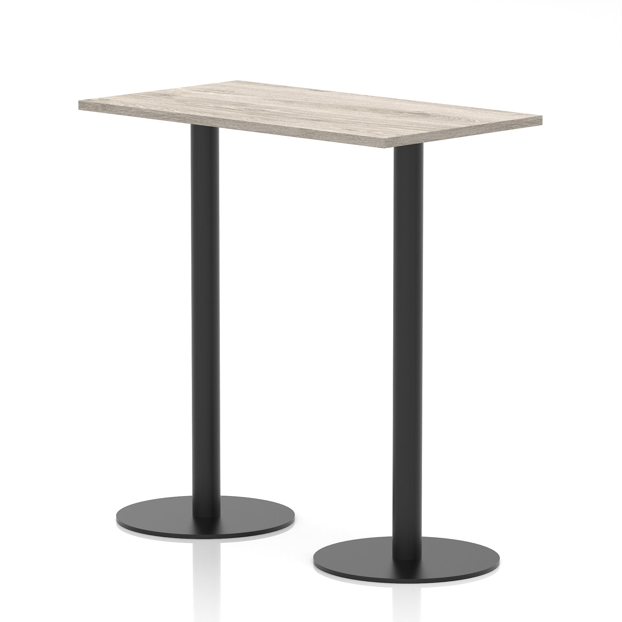 Italia Slimline Rectangular Poseur Table with Black Legs, 1200mm Wide, Multiple Finishes, 725mm or 1145mm High, Durable MFC, Self-Assembly, 10 Year Warranty