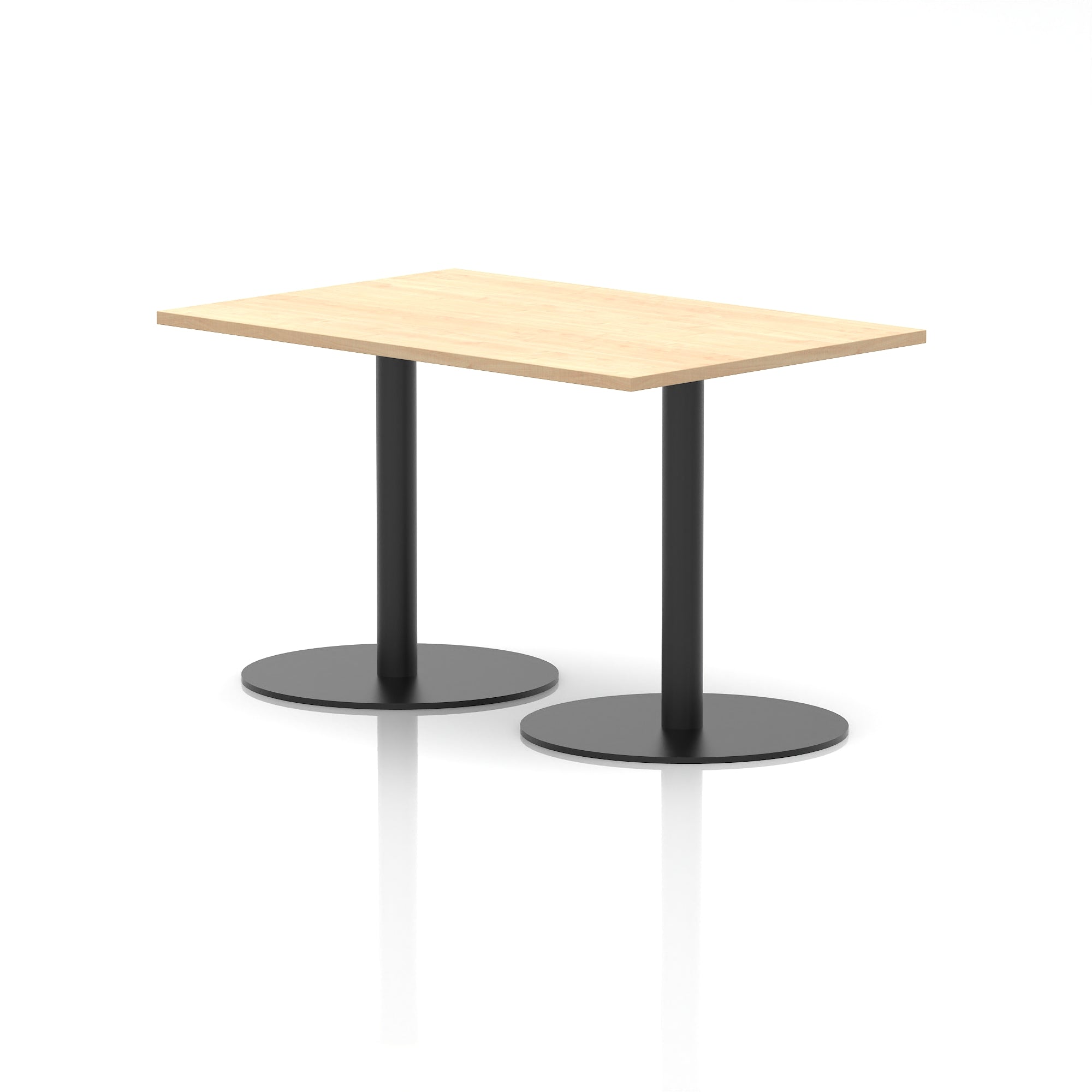 Italia Rectangular Poseur Table with Black Legs, Beech/Walnut/Oak/Maple/Grey Oak/White, Multiple Widths (1200–1800mm), MFC, Self-Assembly, 10 Year Warranty
