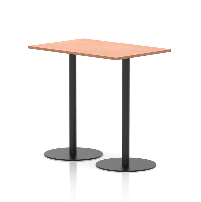 Italia Rectangular Poseur Table with Black Legs, Beech/Walnut/Oak/Maple/Grey Oak/White, Multiple Widths (1200–1800mm), MFC, Self-Assembly, 10 Year Warranty