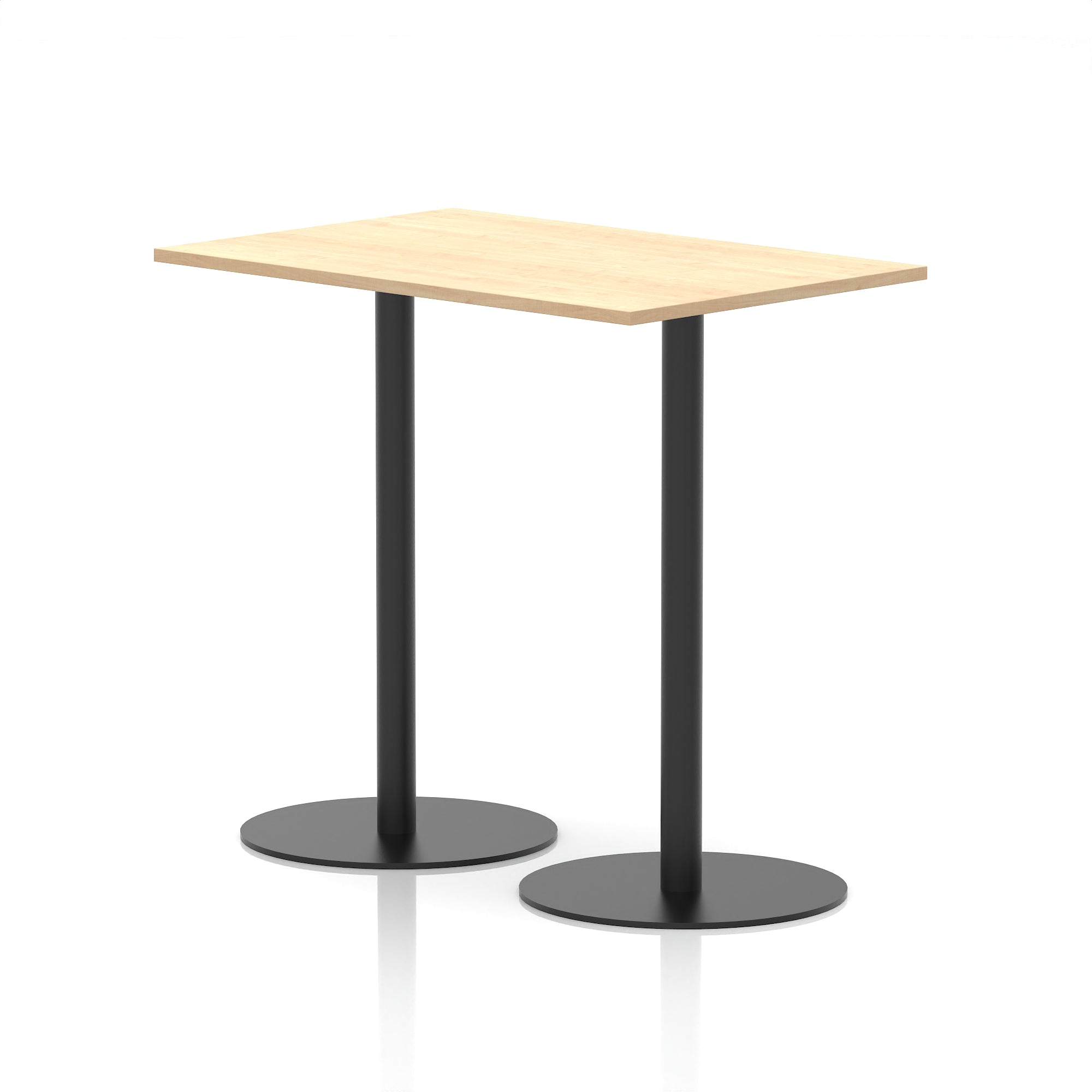 Italia Rectangular Poseur Table with Black Legs, Beech/Walnut/Oak/Maple/Grey Oak/White, Multiple Widths (1200–1800mm), MFC, Self-Assembly, 10 Year Warranty