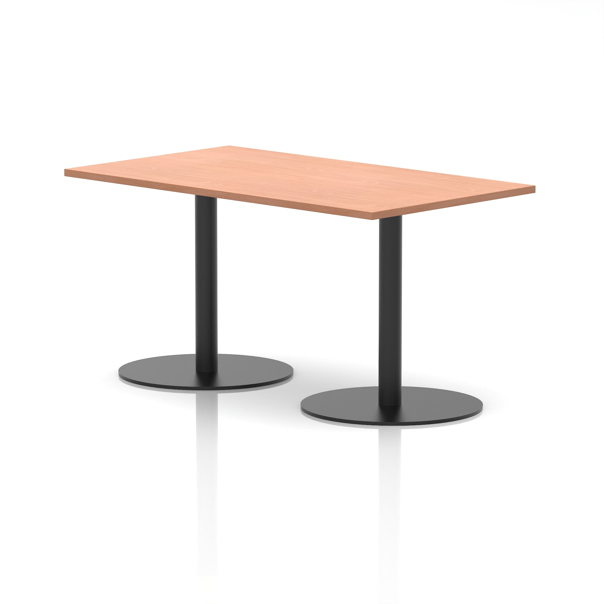 Italia Rectangular Poseur Table with Black Legs, Beech/Walnut/Oak/Maple/Grey Oak/White, Multiple Widths (1200–1800mm), MFC, Self-Assembly, 10 Year Warranty