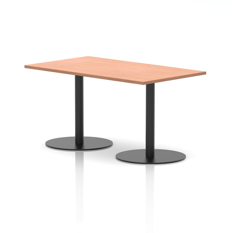 Italia Rectangular Poseur Table with Black Legs, Beech/Walnut/Oak/Maple/Grey Oak/White, Multiple Widths (1200–1800mm), MFC, Self-Assembly, 10 Year Warranty
