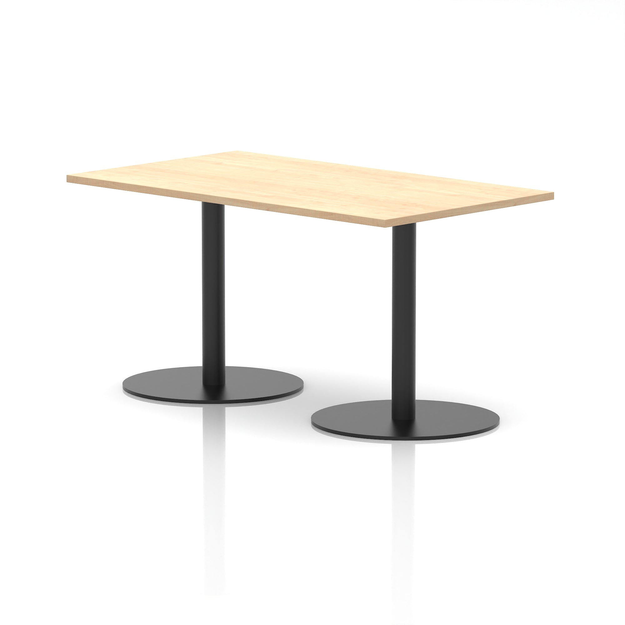 Italia Rectangular Poseur Table with Black Legs, Beech/Walnut/Oak/Maple/Grey Oak/White, Multiple Widths (1200–1800mm), MFC, Self-Assembly, 10 Year Warranty