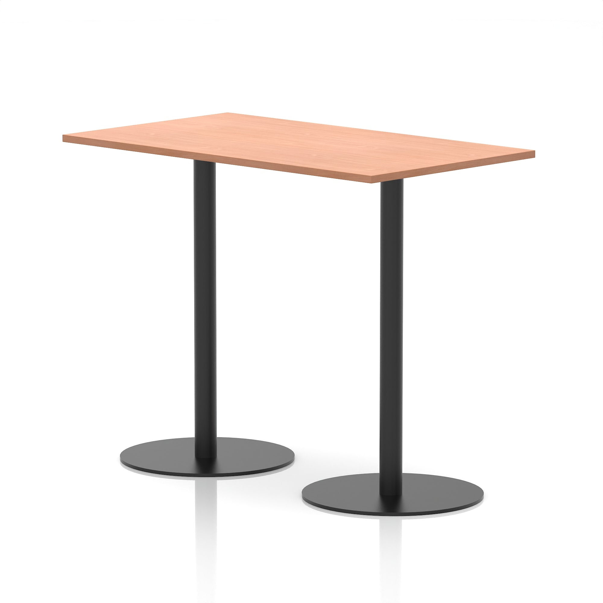 Italia Rectangular Poseur Table with Black Legs, Beech/Walnut/Oak/Maple/Grey Oak/White, Multiple Widths (1200–1800mm), MFC, Self-Assembly, 10 Year Warranty