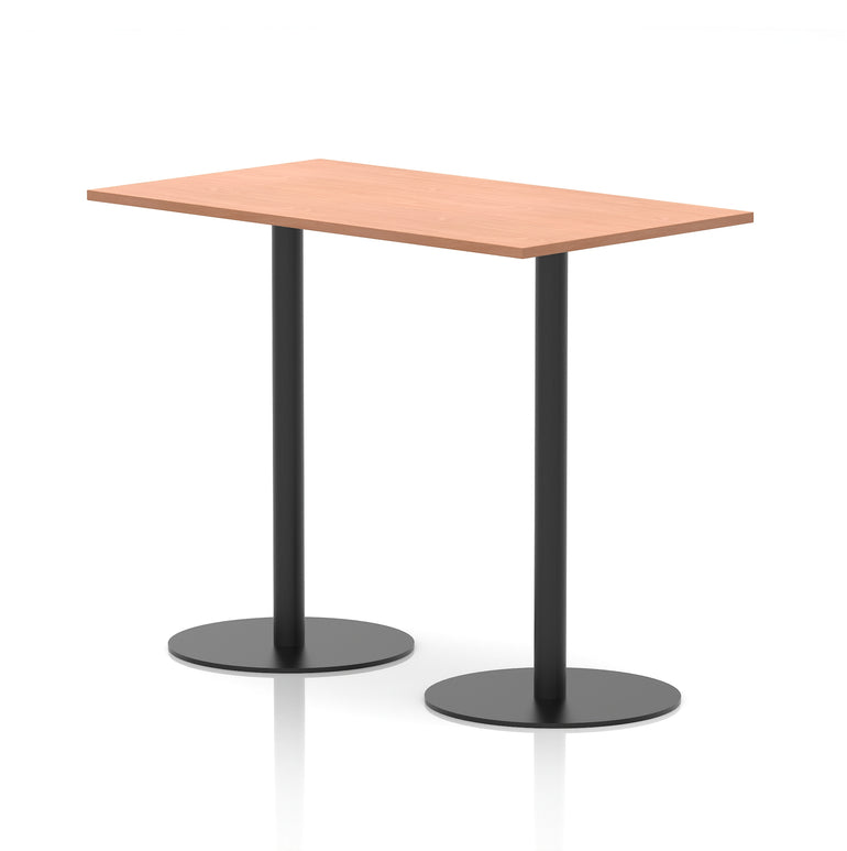 Italia Rectangular Poseur Table with Black Legs, Beech/Walnut/Oak/Maple/Grey Oak/White, Multiple Widths (1200–1800mm), MFC, Self-Assembly, 10 Year Warranty