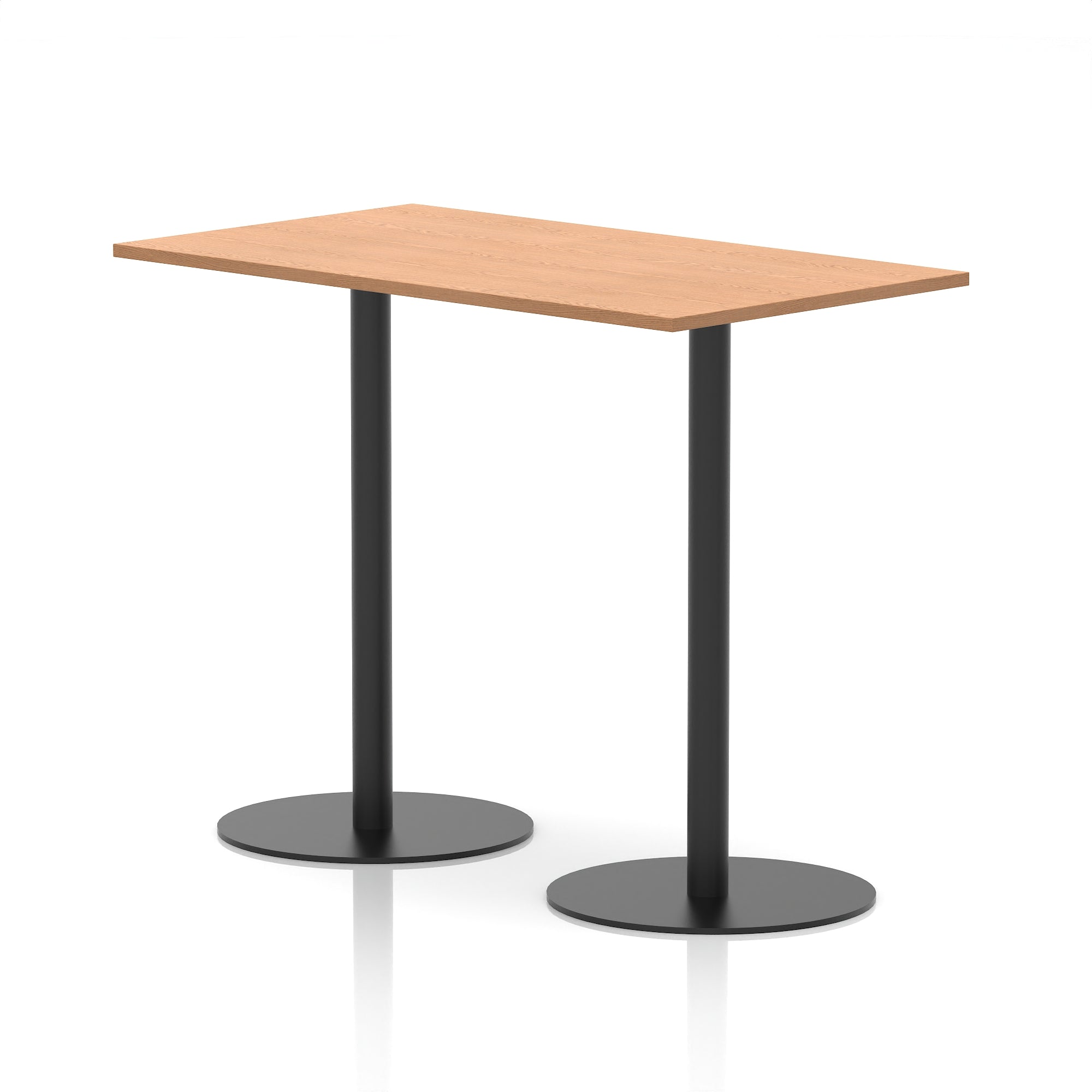 Italia Rectangular Poseur Table with Black Legs, Beech/Walnut/Oak/Maple/Grey Oak/White, Multiple Widths (1200–1800mm), MFC, Self-Assembly, 10 Year Warranty