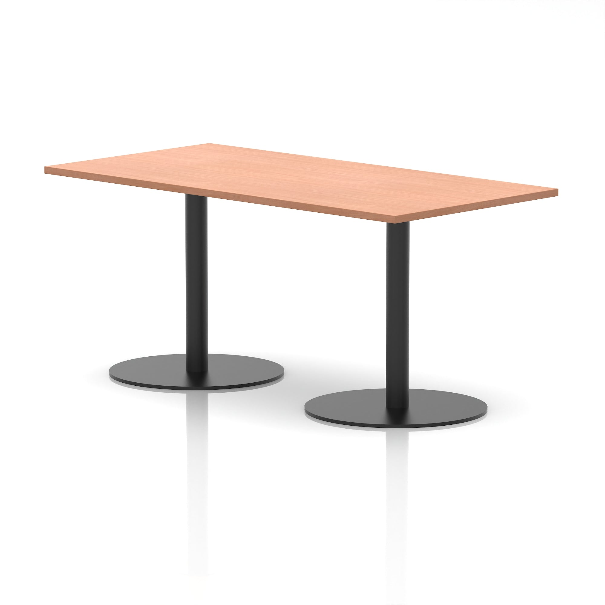 Italia Rectangular Poseur Table with Black Legs, Beech/Walnut/Oak/Maple/Grey Oak/White, Multiple Widths (1200–1800mm), MFC, Self-Assembly, 10 Year Warranty