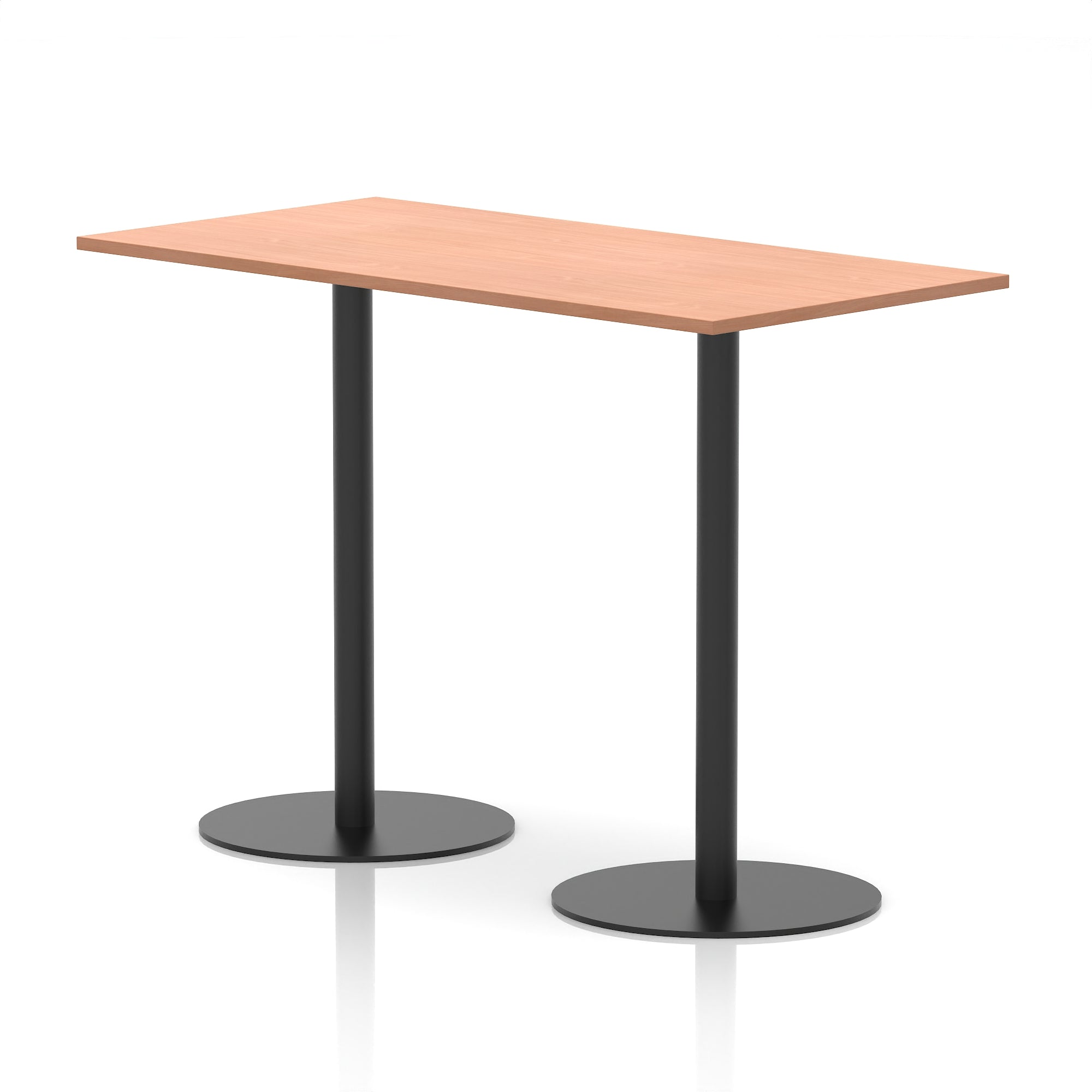 Italia Rectangular Poseur Table with Black Legs, Beech/Walnut/Oak/Maple/Grey Oak/White, Multiple Widths (1200–1800mm), MFC, Self-Assembly, 10 Year Warranty