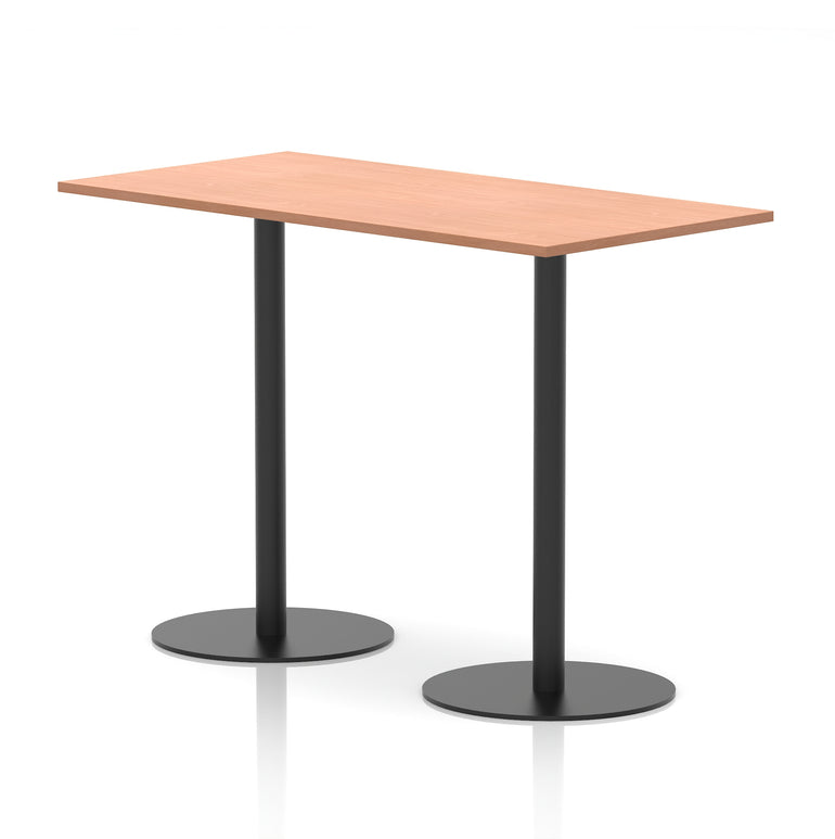 Italia Rectangular Poseur Table with Black Legs, Beech/Walnut/Oak/Maple/Grey Oak/White, Multiple Widths (1200–1800mm), MFC, Self-Assembly, 10 Year Warranty