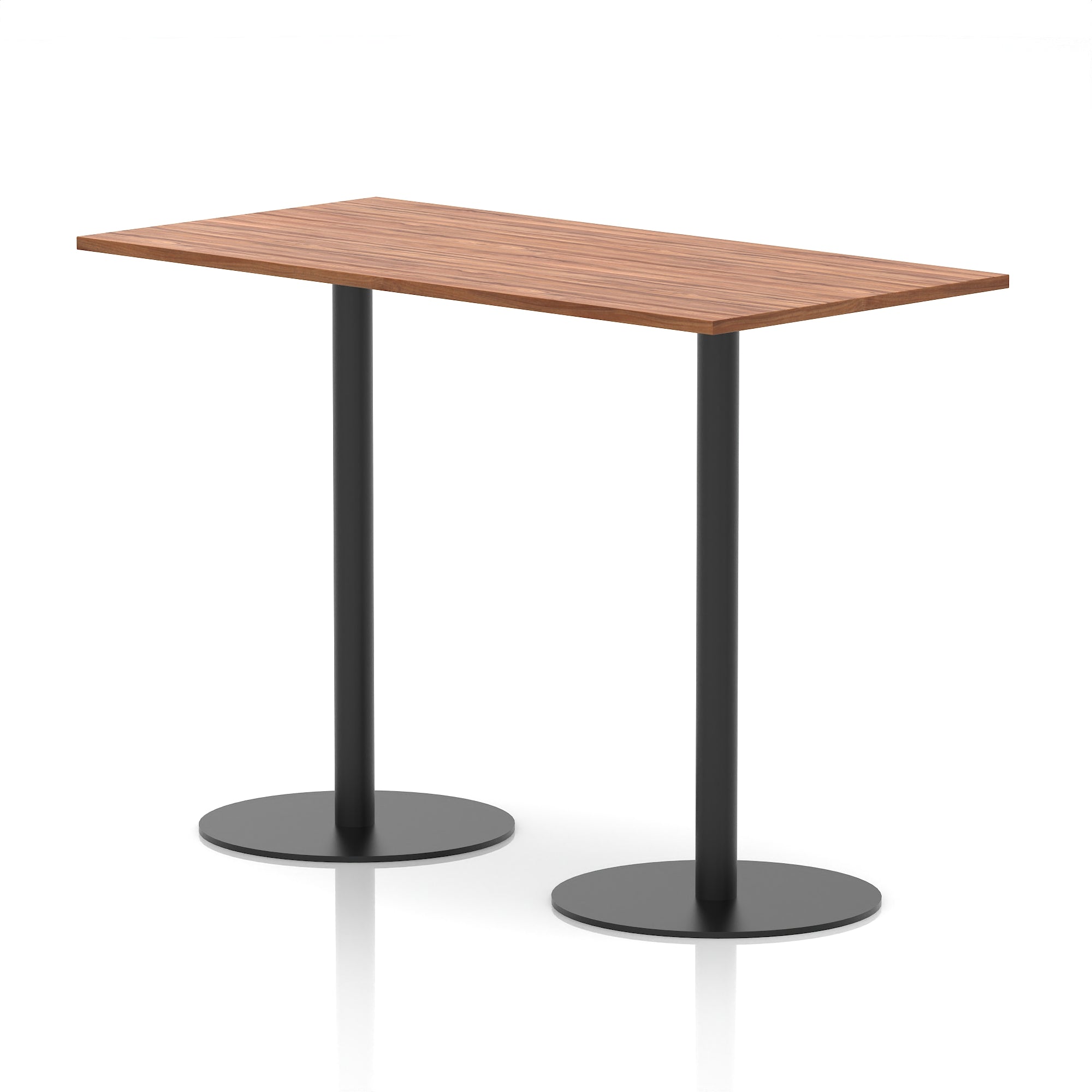 Italia Rectangular Poseur Table with Black Legs, Beech/Walnut/Oak/Maple/Grey Oak/White, Multiple Widths (1200–1800mm), MFC, Self-Assembly, 10 Year Warranty