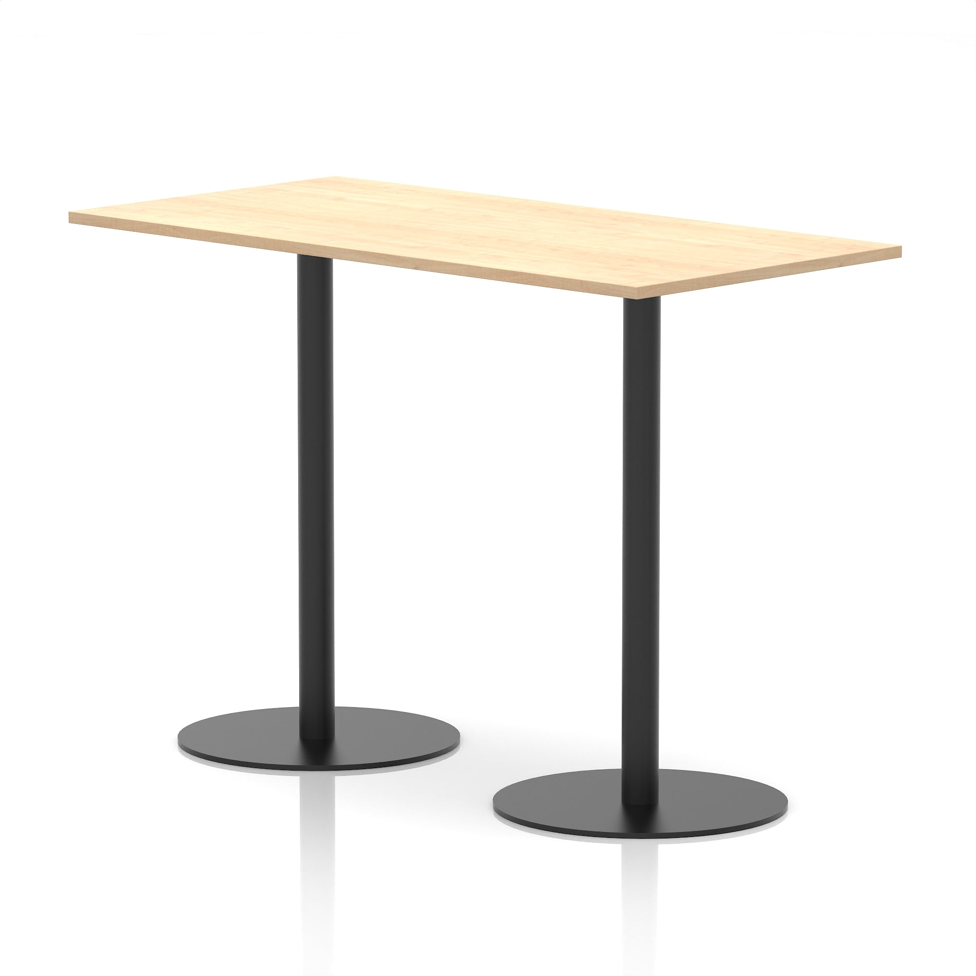 Italia Rectangular Poseur Table with Black Legs, Beech/Walnut/Oak/Maple/Grey Oak/White, Multiple Widths (1200–1800mm), MFC, Self-Assembly, 10 Year Warranty