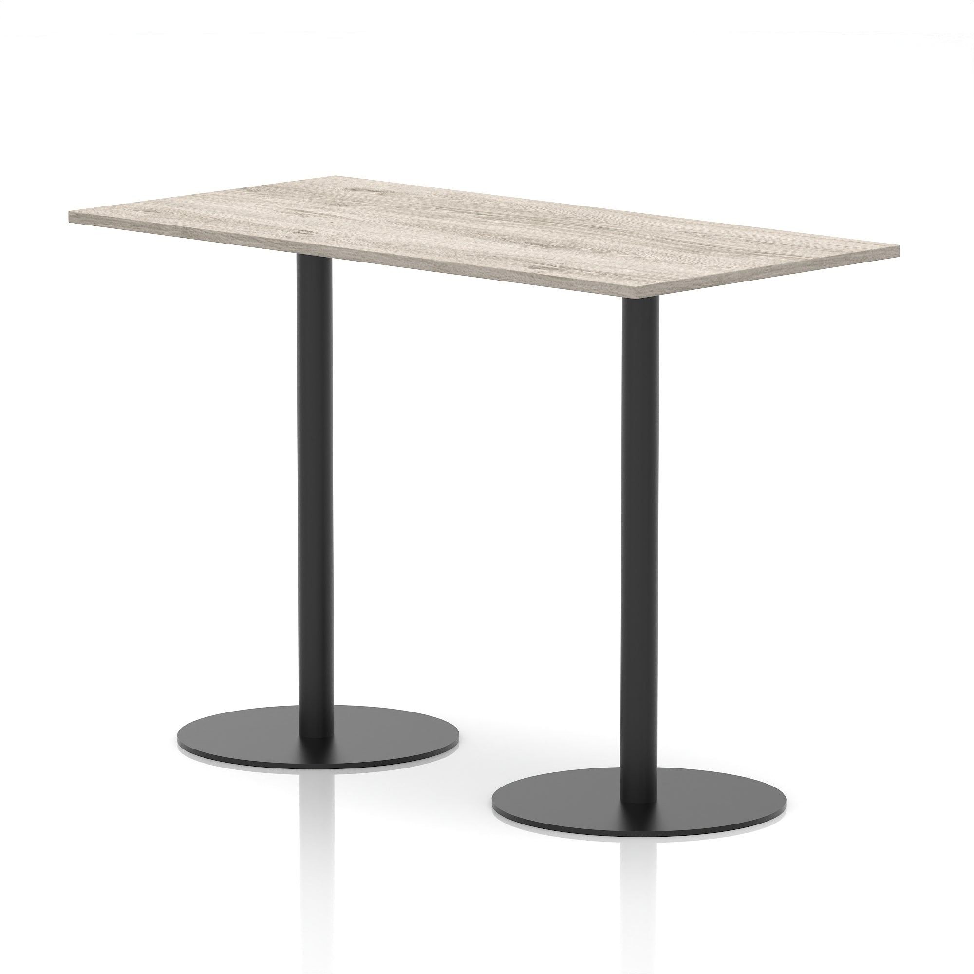 Italia Rectangular Poseur Table with Black Legs, Beech/Walnut/Oak/Maple/Grey Oak/White, Multiple Widths (1200–1800mm), MFC, Self-Assembly, 10 Year Warranty