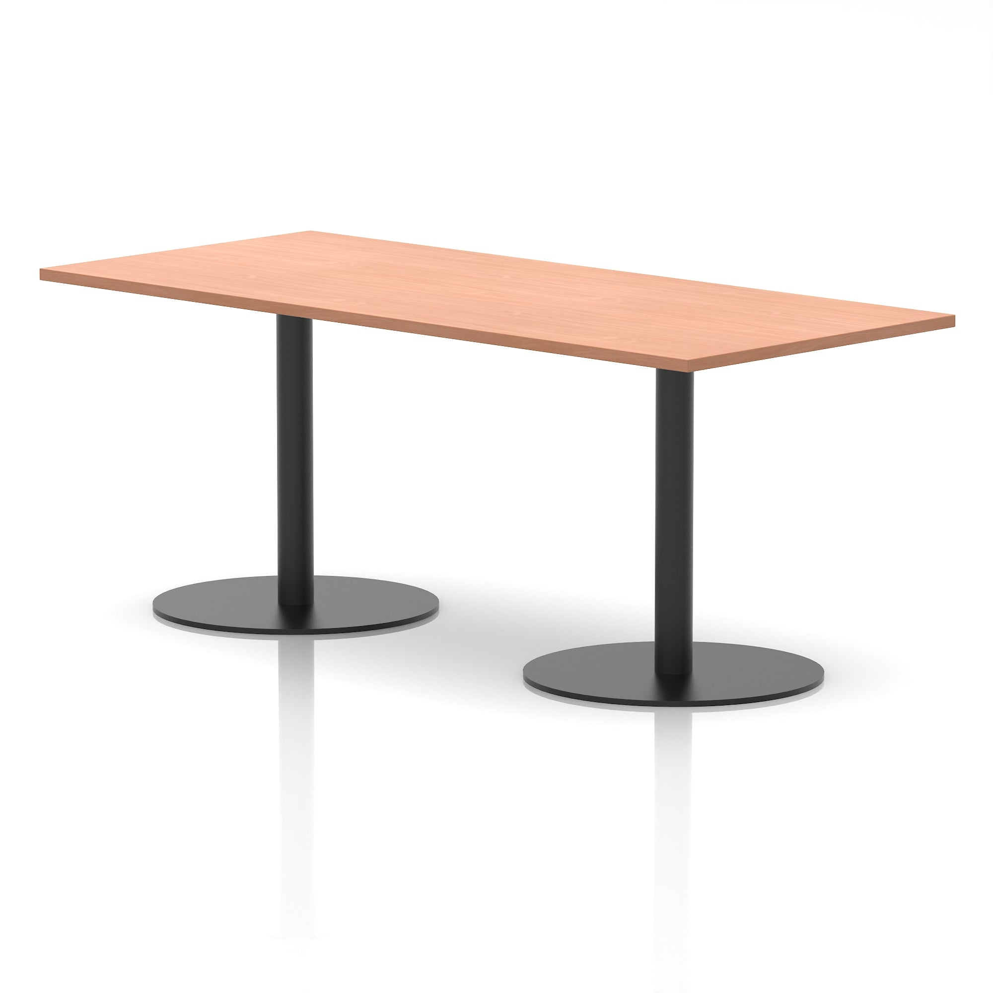 Italia Rectangular Poseur Table with Black Legs, Beech/Walnut/Oak/Maple/Grey Oak/White, Multiple Widths (1200–1800mm), MFC, Self-Assembly, 10 Year Warranty