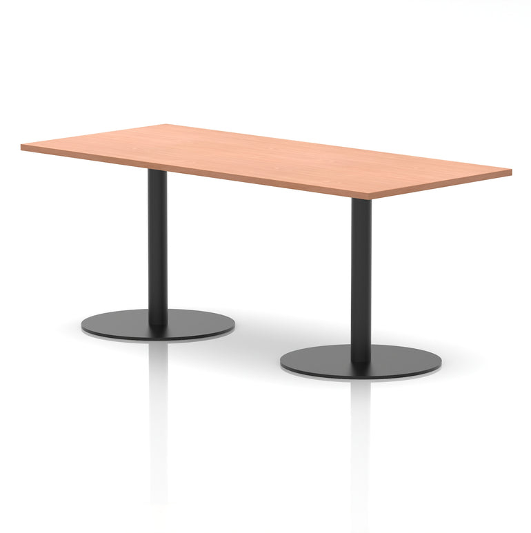 Italia Rectangular Poseur Table with Black Legs, Beech/Walnut/Oak/Maple/Grey Oak/White, Multiple Widths (1200–1800mm), MFC, Self-Assembly, 10 Year Warranty