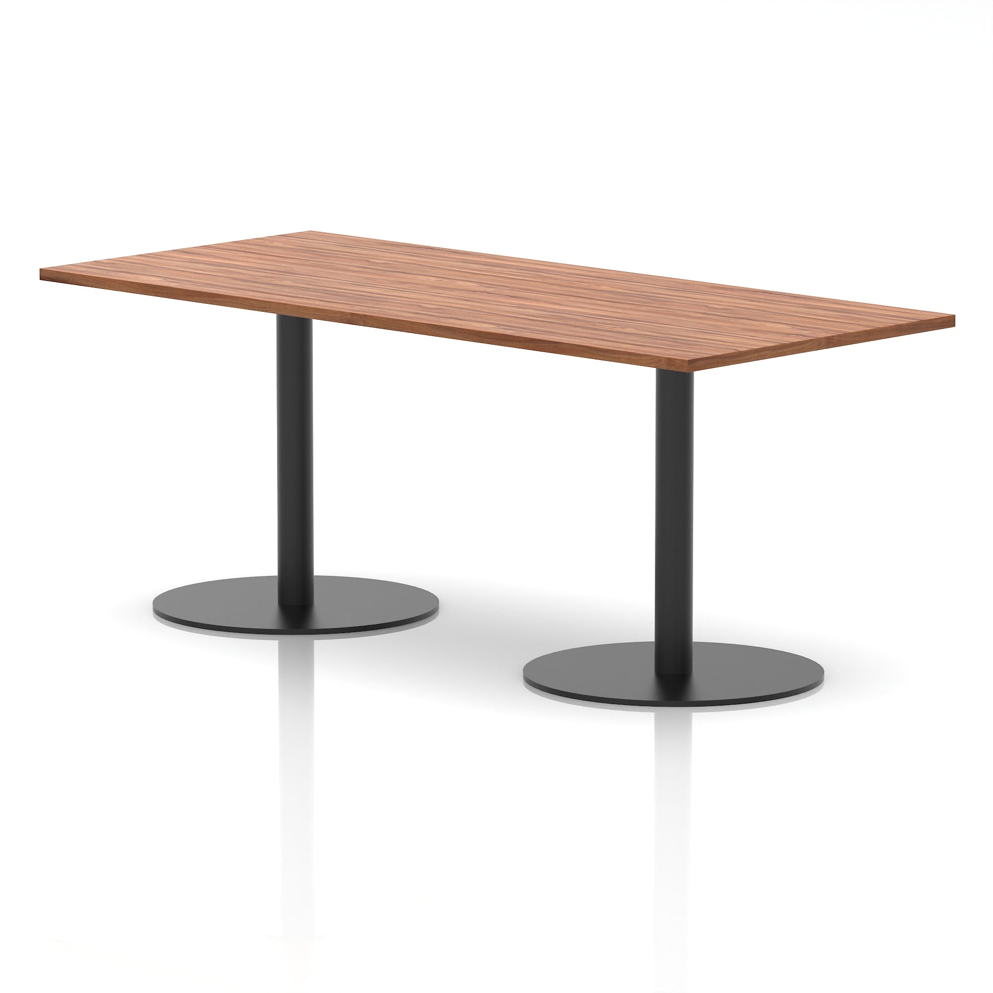 Italia Rectangular Poseur Table with Black Legs, Beech/Walnut/Oak/Maple/Grey Oak/White, Multiple Widths (1200–1800mm), MFC, Self-Assembly, 10 Year Warranty