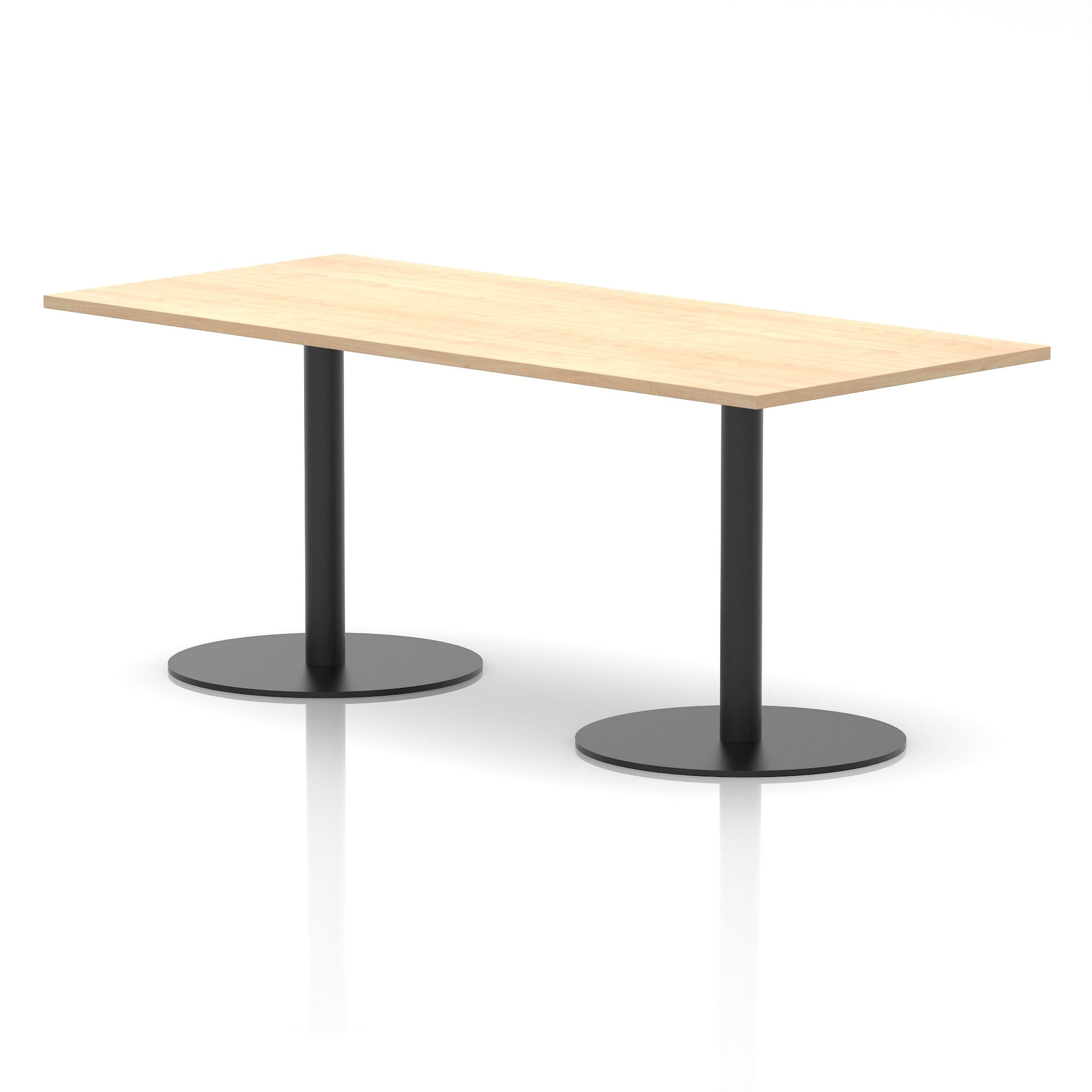 Italia Rectangular Poseur Table with Black Legs, Beech/Walnut/Oak/Maple/Grey Oak/White, Multiple Widths (1200–1800mm), MFC, Self-Assembly, 10 Year Warranty