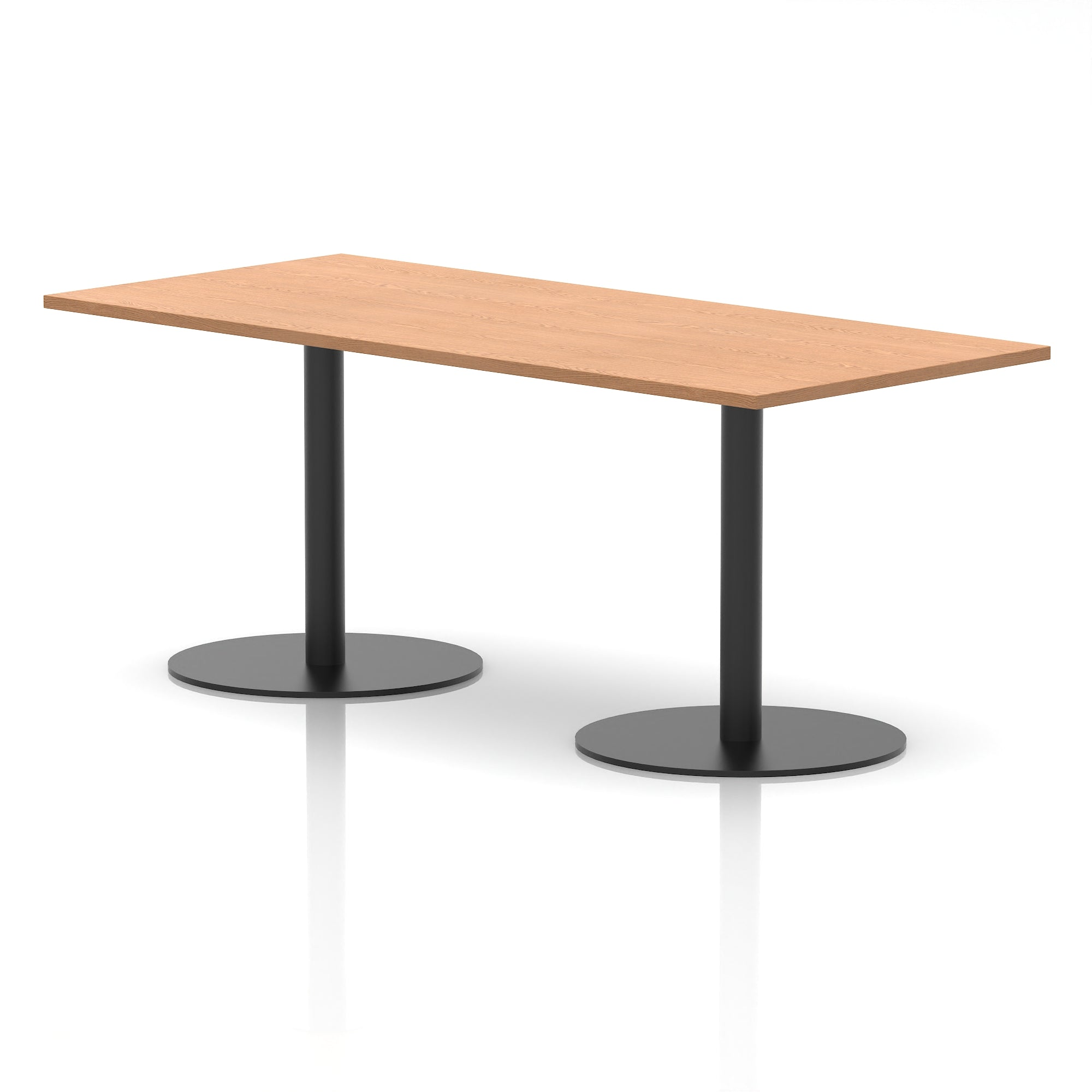 Italia Rectangular Poseur Table with Black Legs, Beech/Walnut/Oak/Maple/Grey Oak/White, Multiple Widths (1200–1800mm), MFC, Self-Assembly, 10 Year Warranty