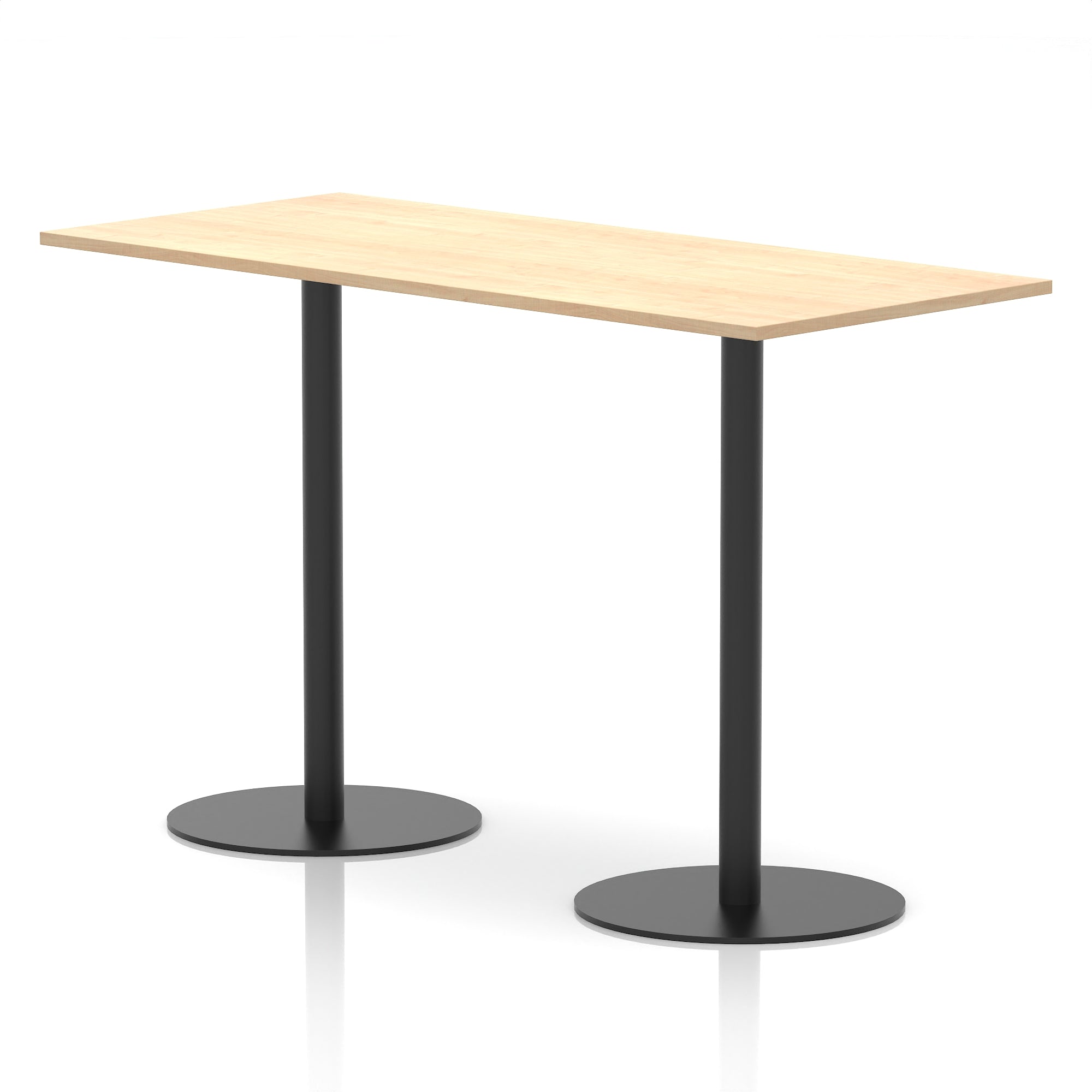 Italia Rectangular Poseur Table with Black Legs, Beech/Walnut/Oak/Maple/Grey Oak/White, Multiple Widths (1200–1800mm), MFC, Self-Assembly, 10 Year Warranty