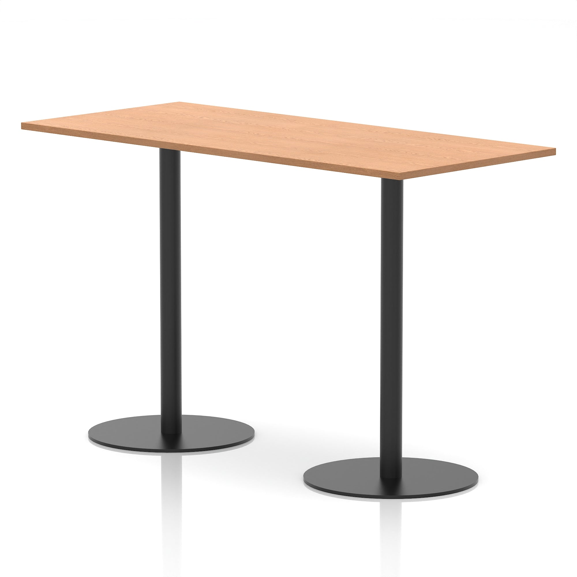 Italia Rectangular Poseur Table with Black Legs, Beech/Walnut/Oak/Maple/Grey Oak/White, Multiple Widths (1200–1800mm), MFC, Self-Assembly, 10 Year Warranty