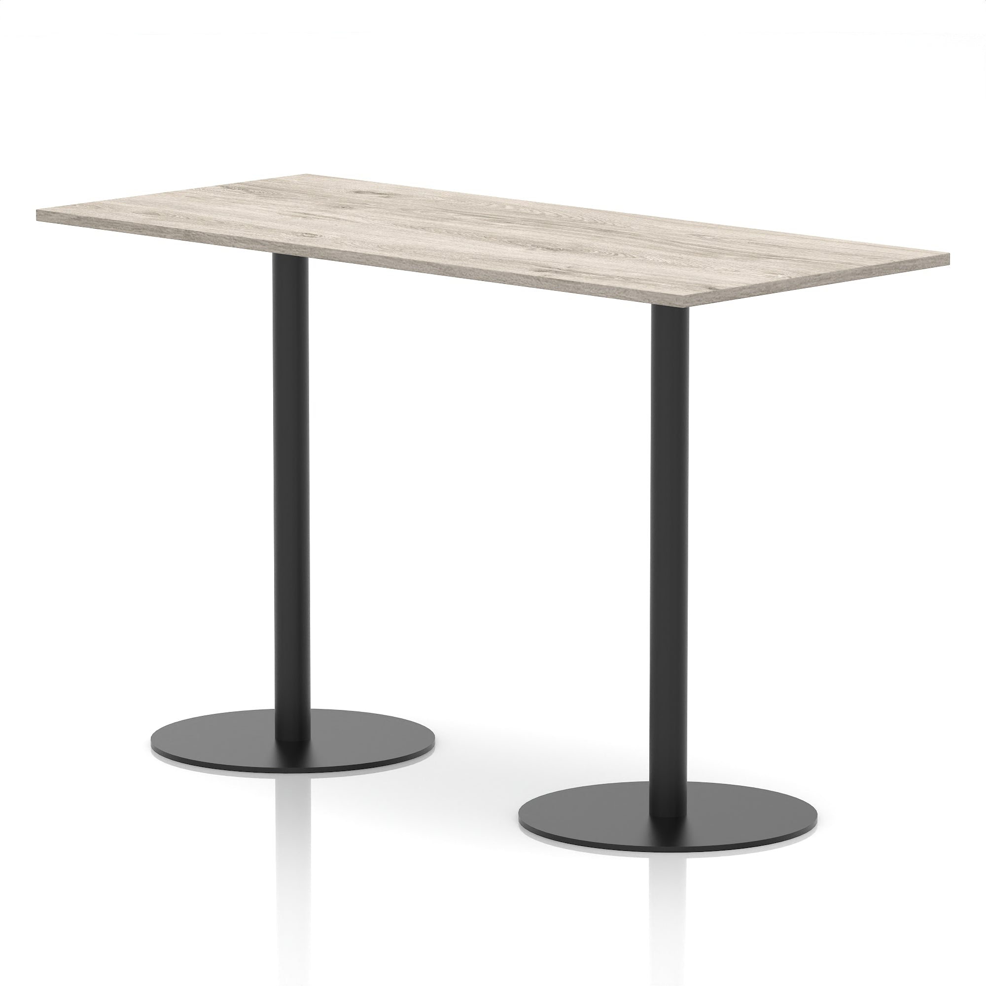 Italia Rectangular Poseur Table with Black Legs, Beech/Walnut/Oak/Maple/Grey Oak/White, Multiple Widths (1200–1800mm), MFC, Self-Assembly, 10 Year Warranty