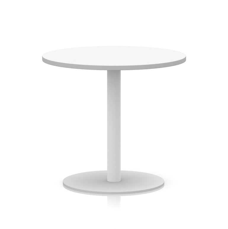 Italia Round Poseur Table with White Leg, Multiple Colours, 600–1200mm Widths, Two Heights, Durable MFC, Self-Assembly, 10 Year Warranty – Modern Office Meeting Table