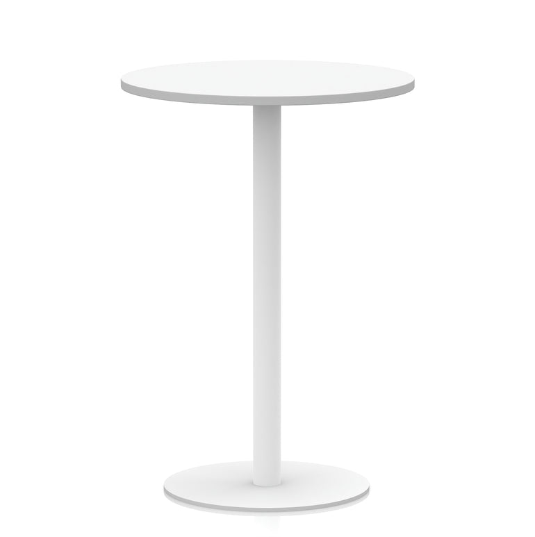 Italia Round Poseur Table with White Leg, Multiple Colours, 600–1200mm Widths, Two Heights, Durable MFC, Self-Assembly, 10 Year Warranty – Modern Office Meeting Table