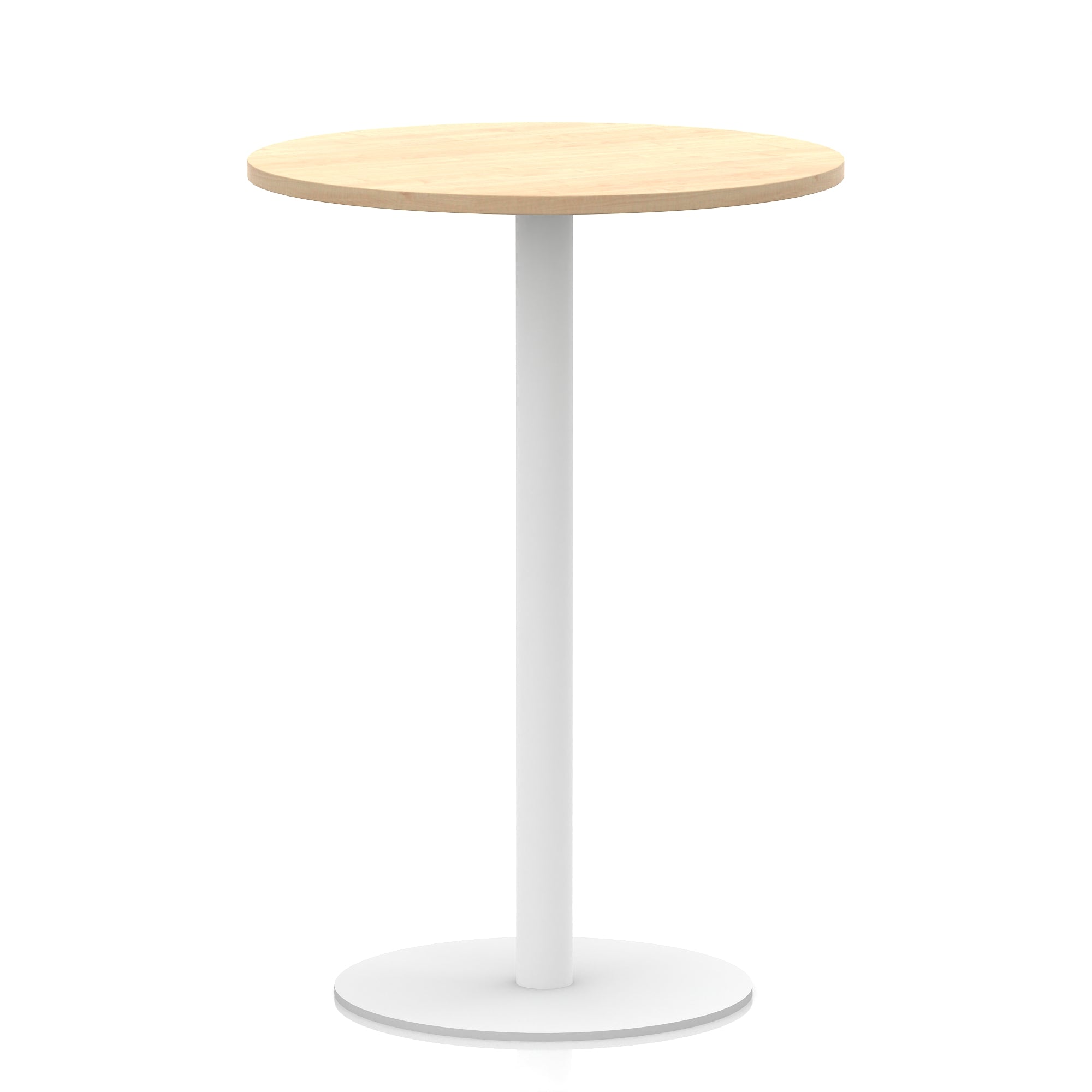Italia Round Poseur Table with White Leg, Multiple Colours, 600–1200mm Widths, Two Heights, Durable MFC, Self-Assembly, 10 Year Warranty – Modern Office Meeting Table