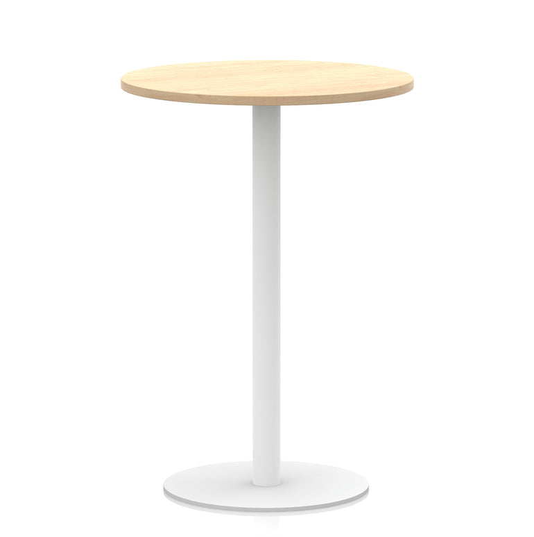 Italia Round Poseur Table with White Leg, Multiple Colours, 600–1200mm Widths, Two Heights, Durable MFC, Self-Assembly, 10 Year Warranty – Modern Office Meeting Table