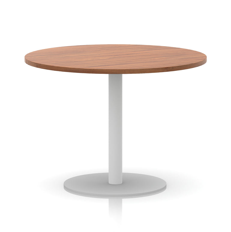 Italia Round Poseur Table with White Leg, Multiple Colours, 600–1200mm Widths, Two Heights, Durable MFC, Self-Assembly, 10 Year Warranty – Modern Office Meeting Table