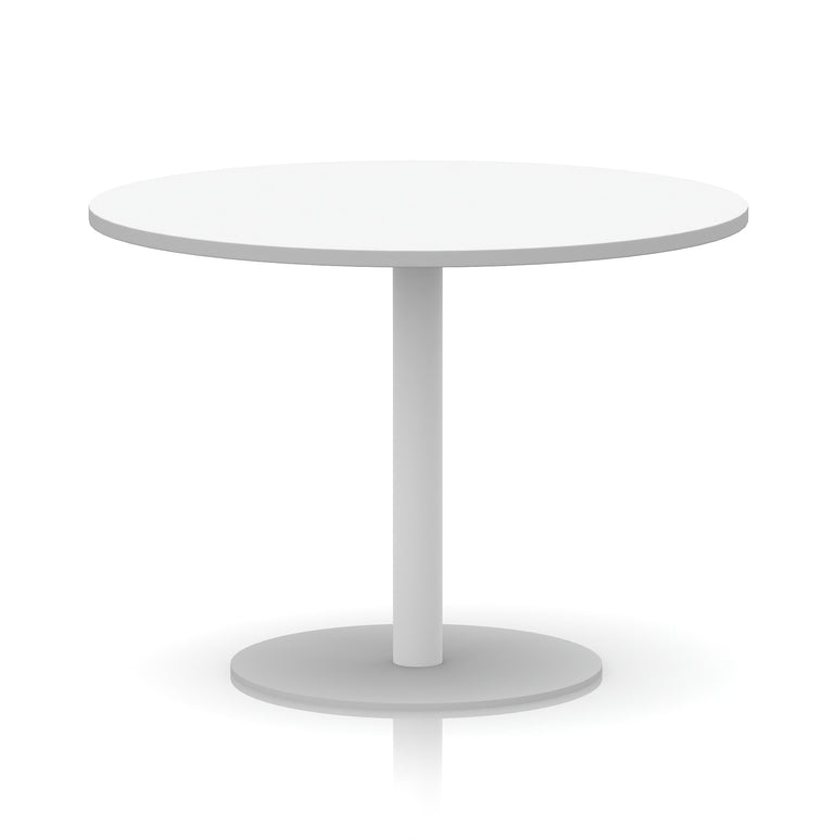 Italia Round Poseur Table with White Leg, Multiple Colours, 600–1200mm Widths, Two Heights, Durable MFC, Self-Assembly, 10 Year Warranty – Modern Office Meeting Table