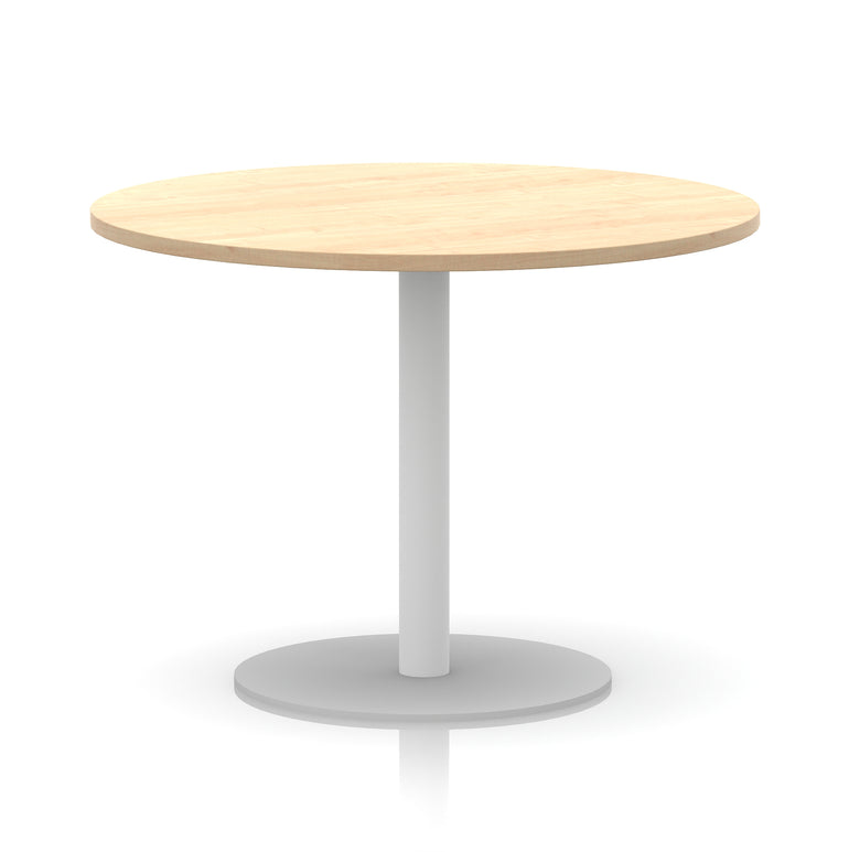 Italia Round Poseur Table with White Leg, Multiple Colours, 600–1200mm Widths, Two Heights, Durable MFC, Self-Assembly, 10 Year Warranty – Modern Office Meeting Table