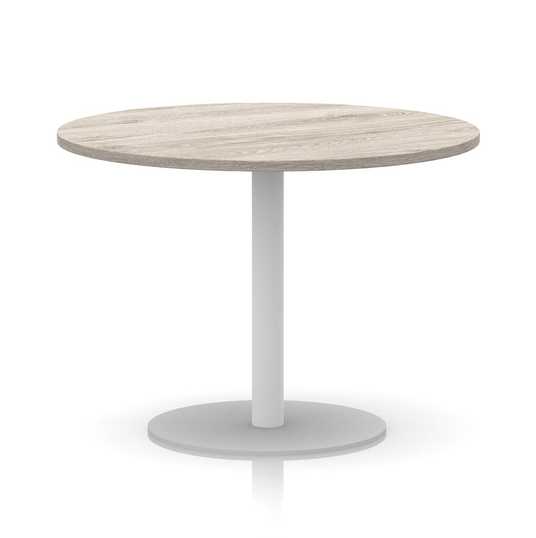Italia Round Poseur Table with White Leg, Multiple Colours, 600–1200mm Widths, Two Heights, Durable MFC, Self-Assembly, 10 Year Warranty – Modern Office Meeting Table